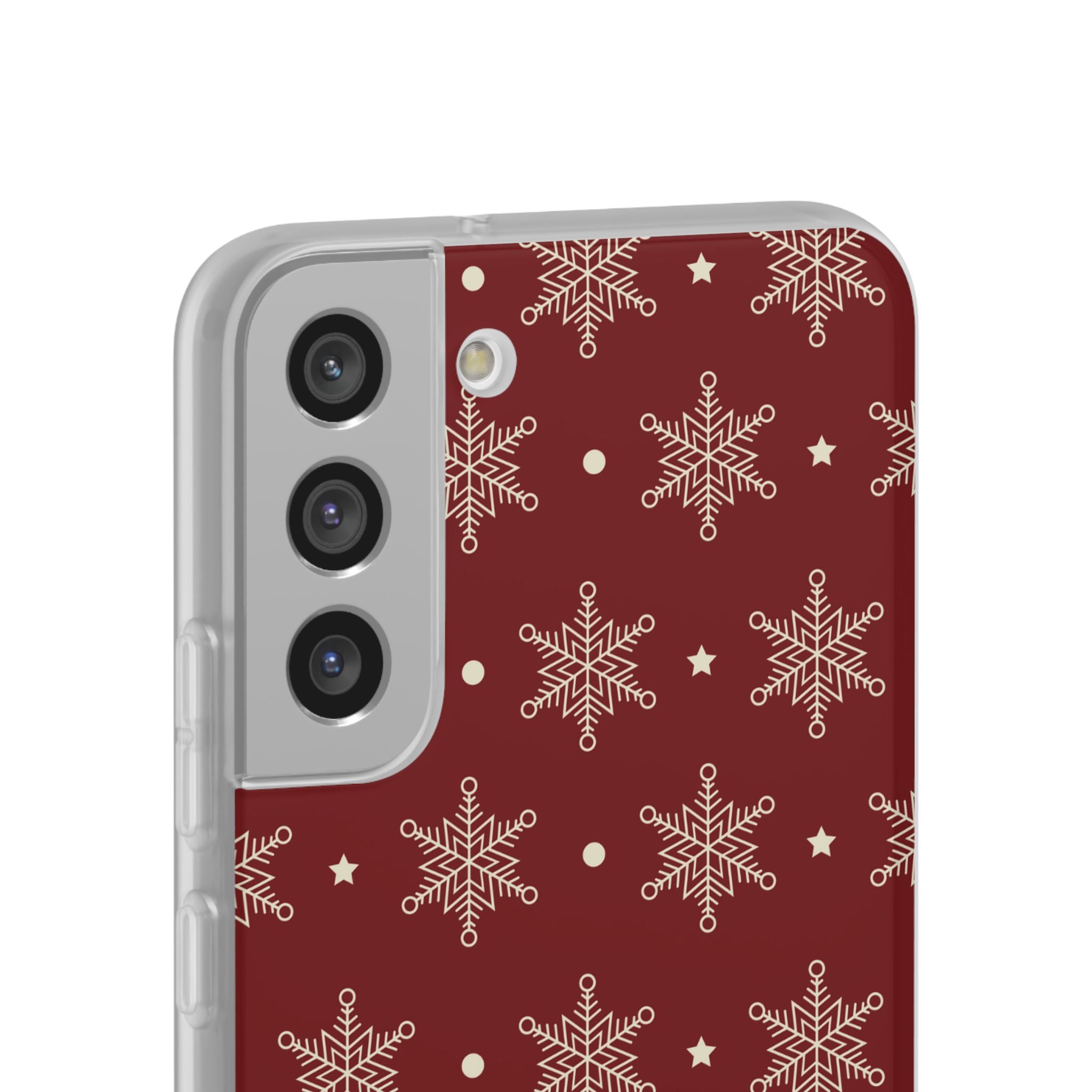 Cream Snowflake Crimson Samsung S22 Plus Case - Soft