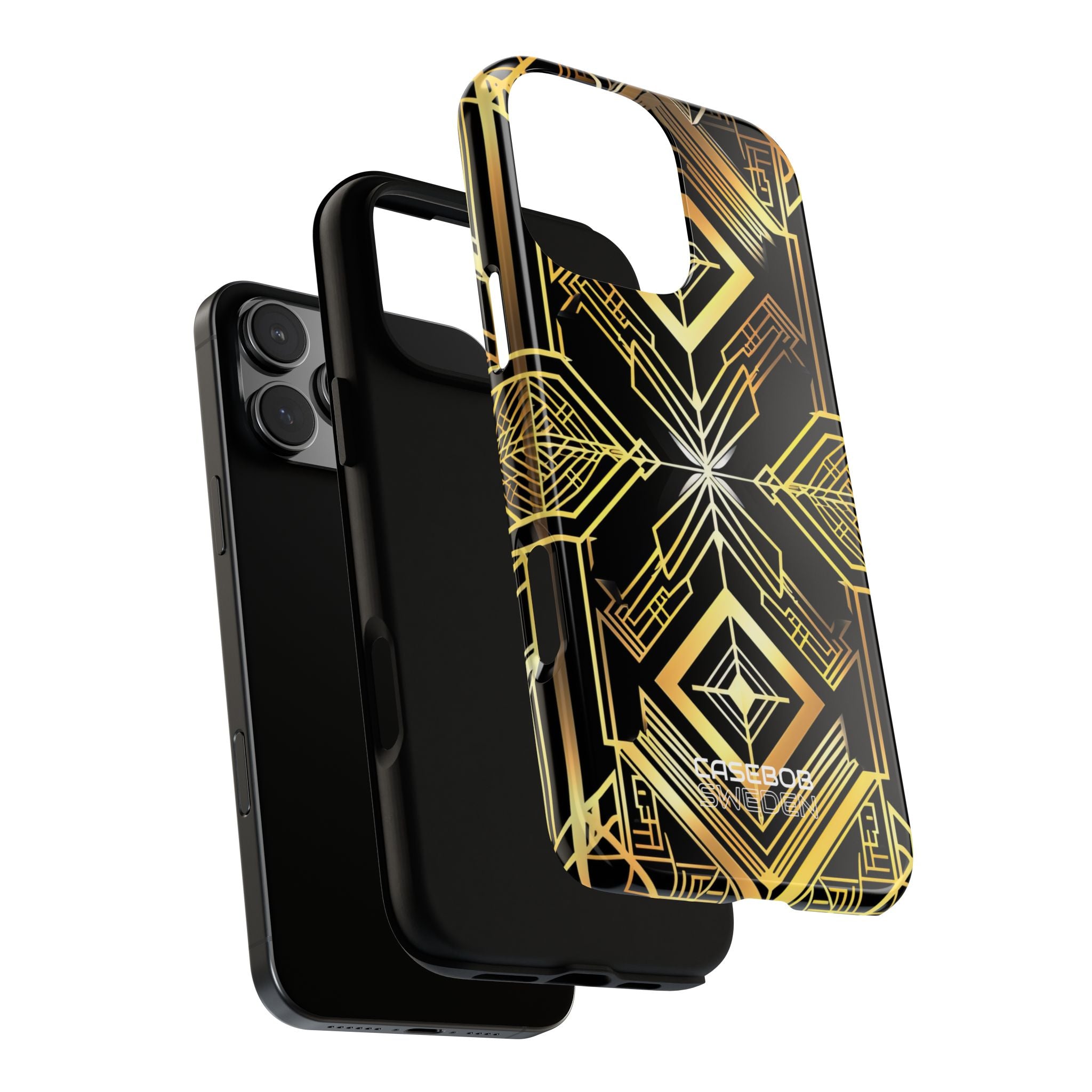 Golden Geometric Symphony iPhone 16 - Tough