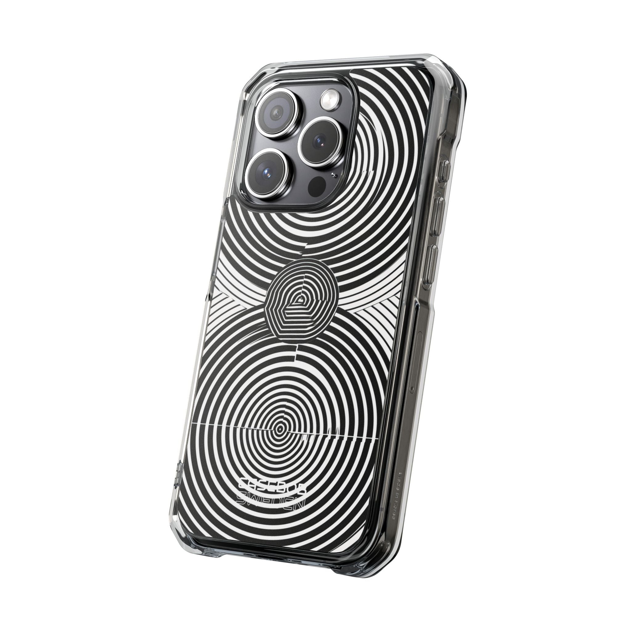 Monochrome Spiral Motion iPhone 15 - Impact Clear+