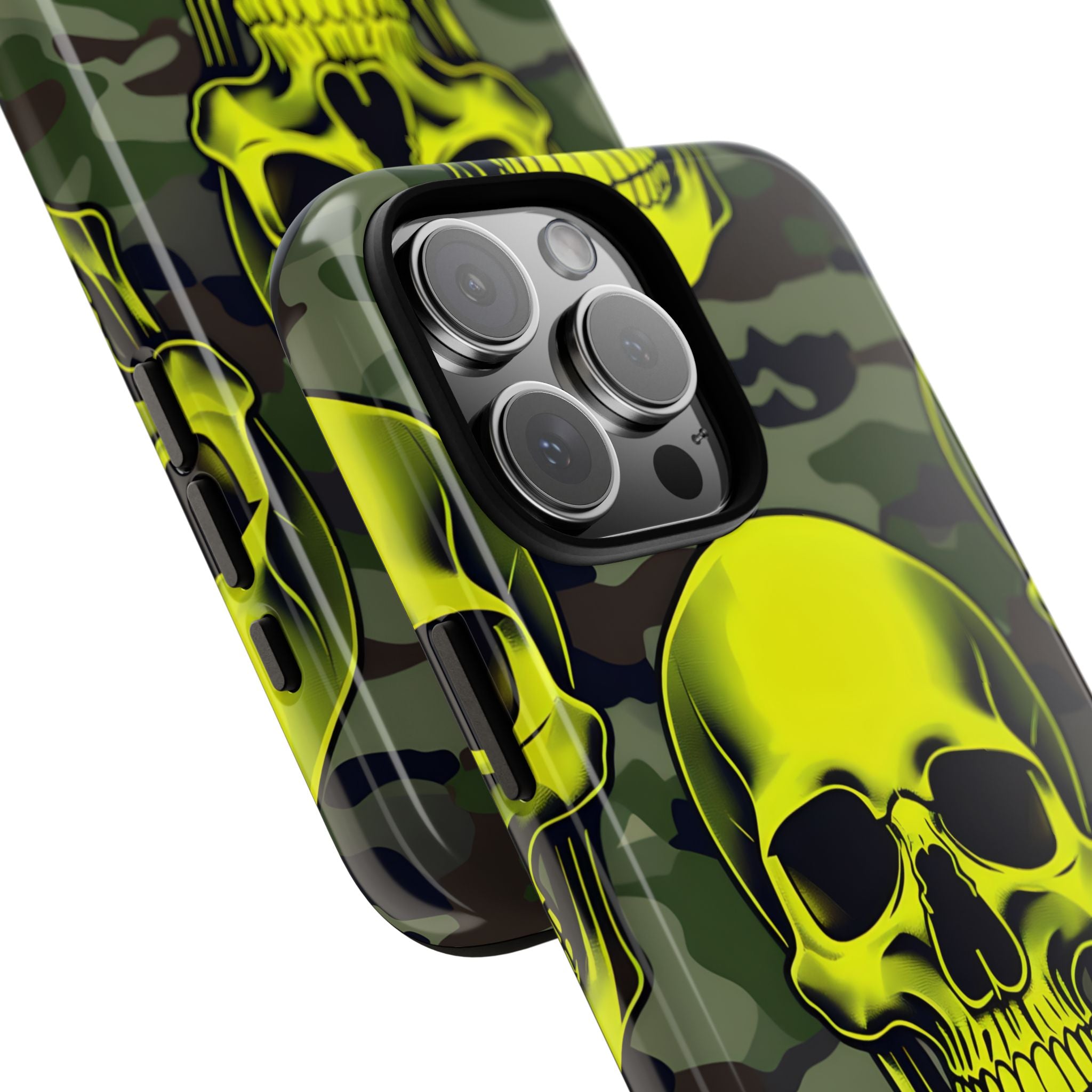 Neon Skull Camo iPhone 16 Pro Max Case - Tough
