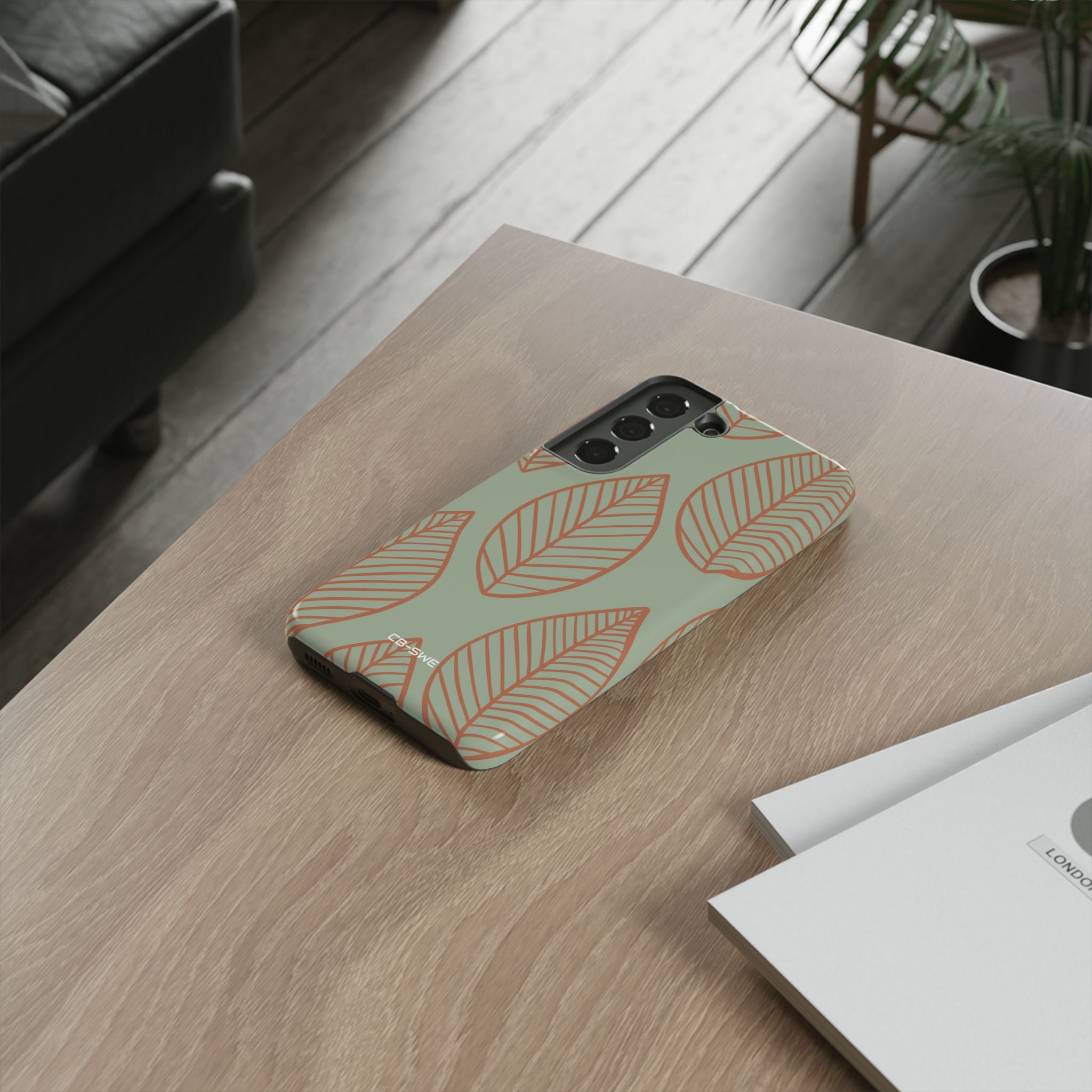 Mint and Orange Leaves - Samsung Case