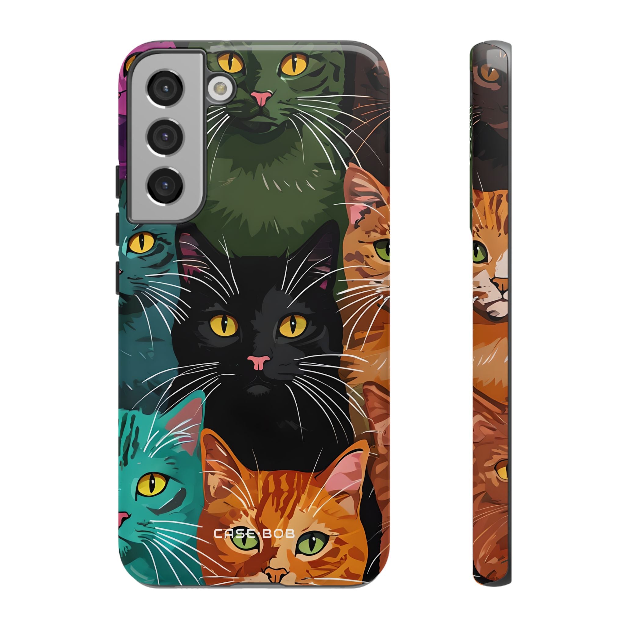 Teal Cat Grid Samsung S22 Plus Case - Tough