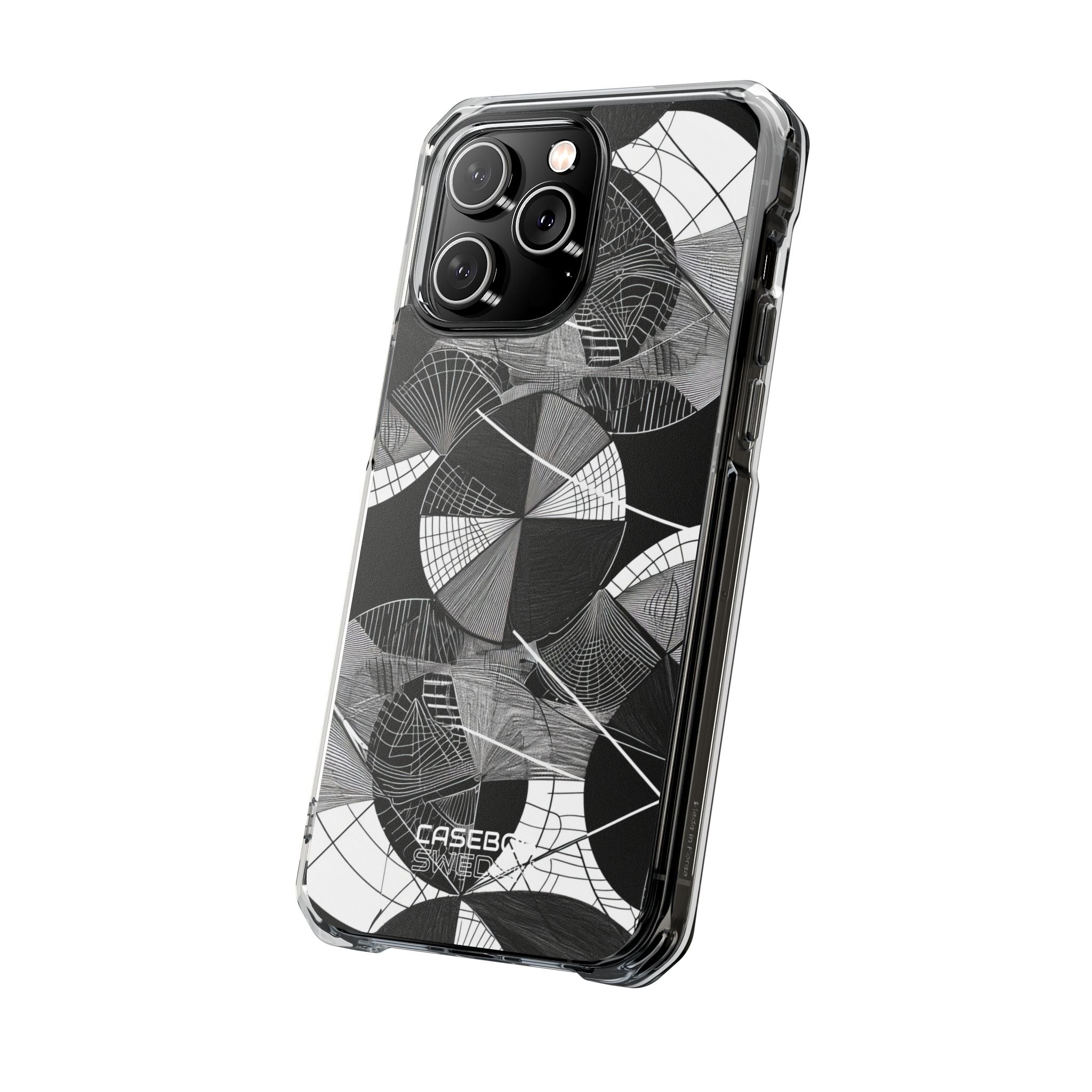 Monochrome Circle Maze iPhone 14 - Impact Clear+