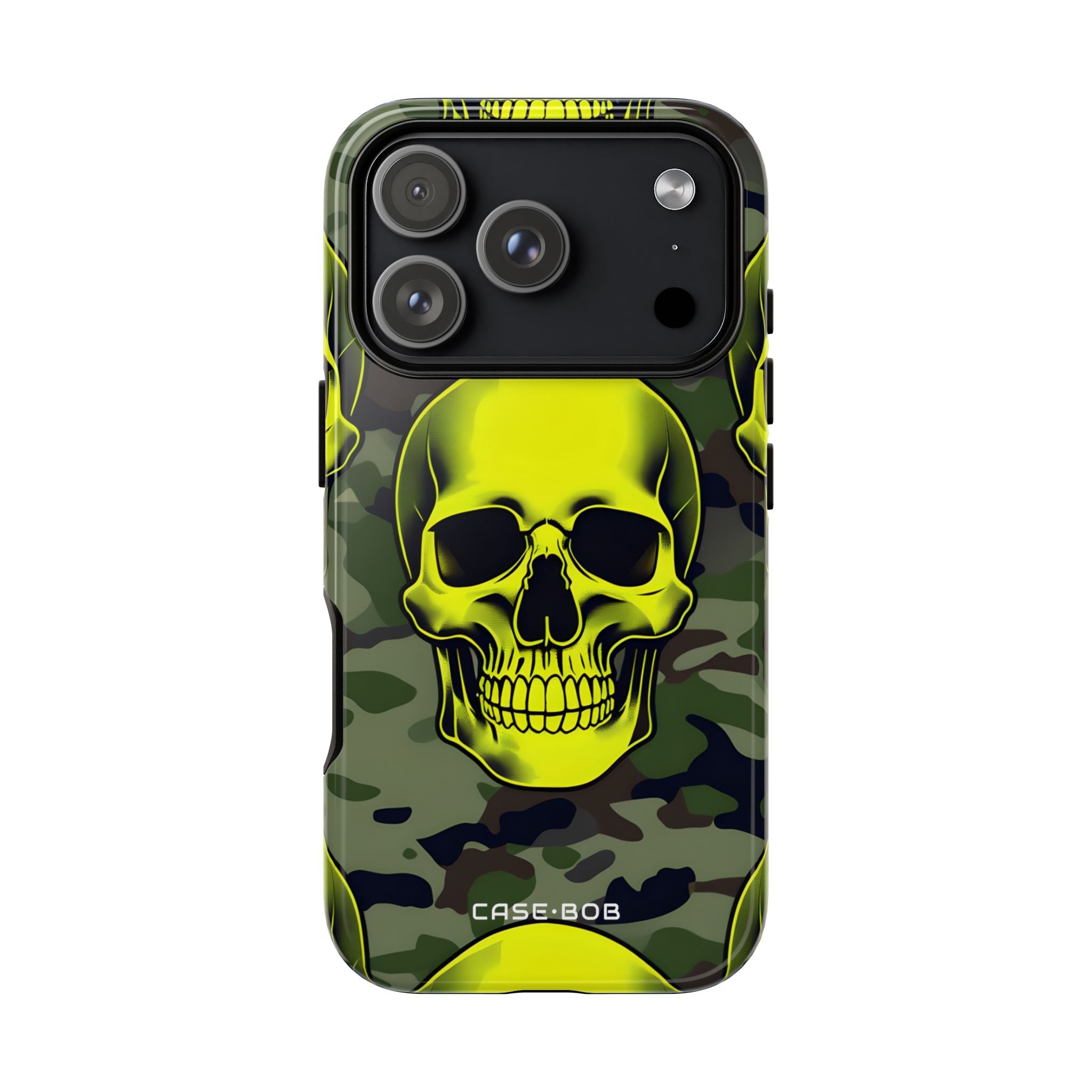 Neon Skull Camo iPhone 17 Pro Case - Tough