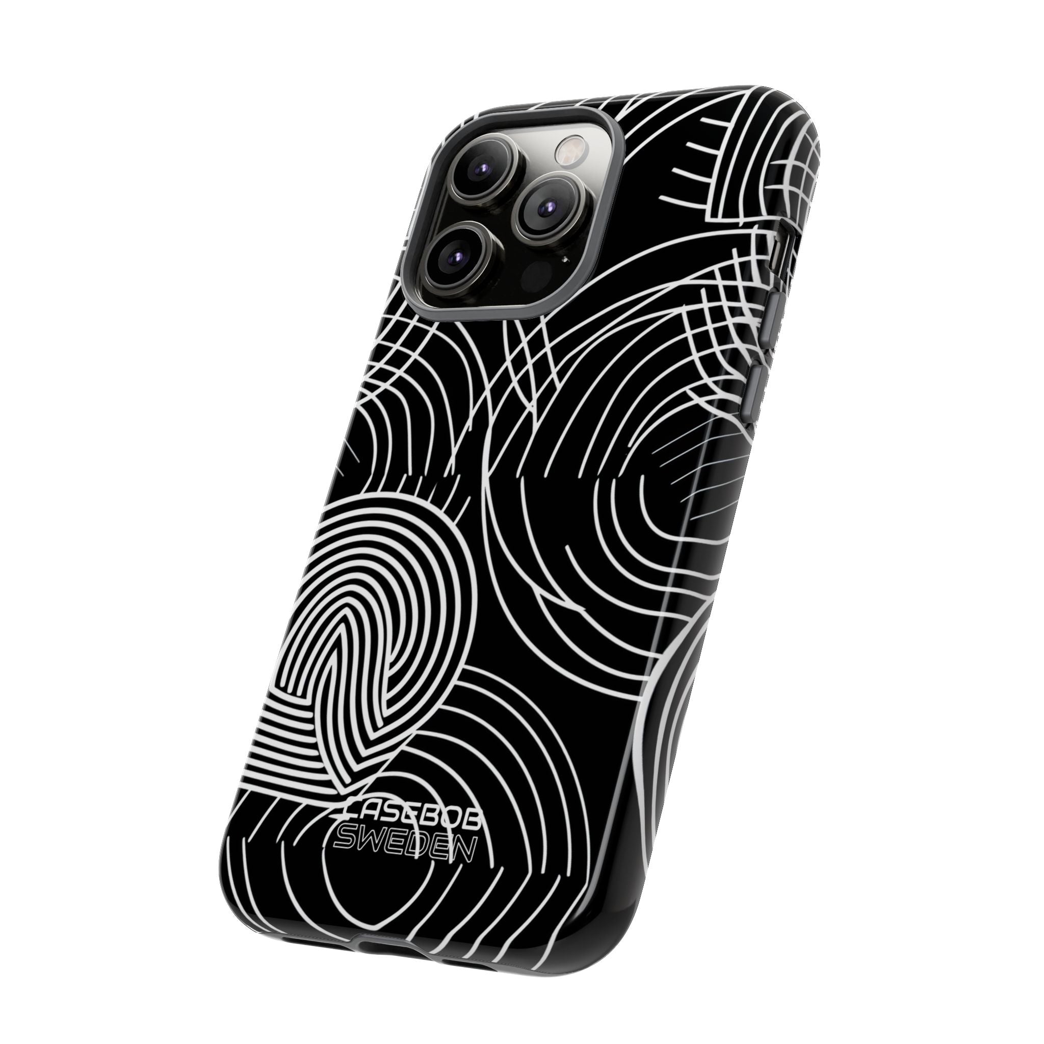 Monochrome Spiral Curves iPhone 14 - Tough