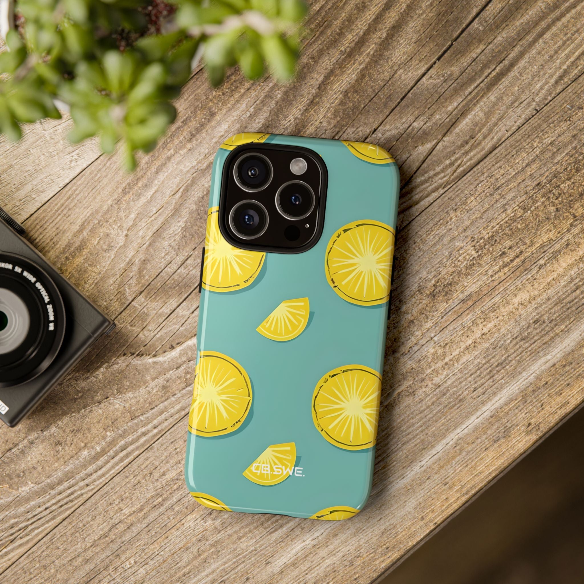 Bright Yellow Pineapple Slice on Teal iPhone 16 - Tough