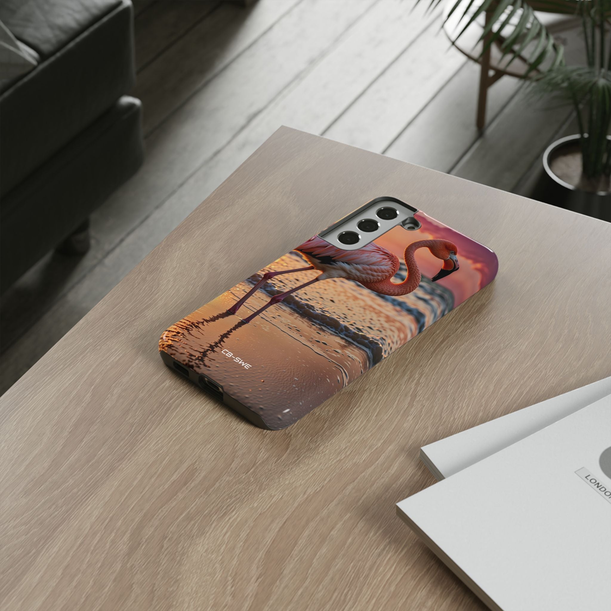 Sunset Flamingo Stand - Samsung Case