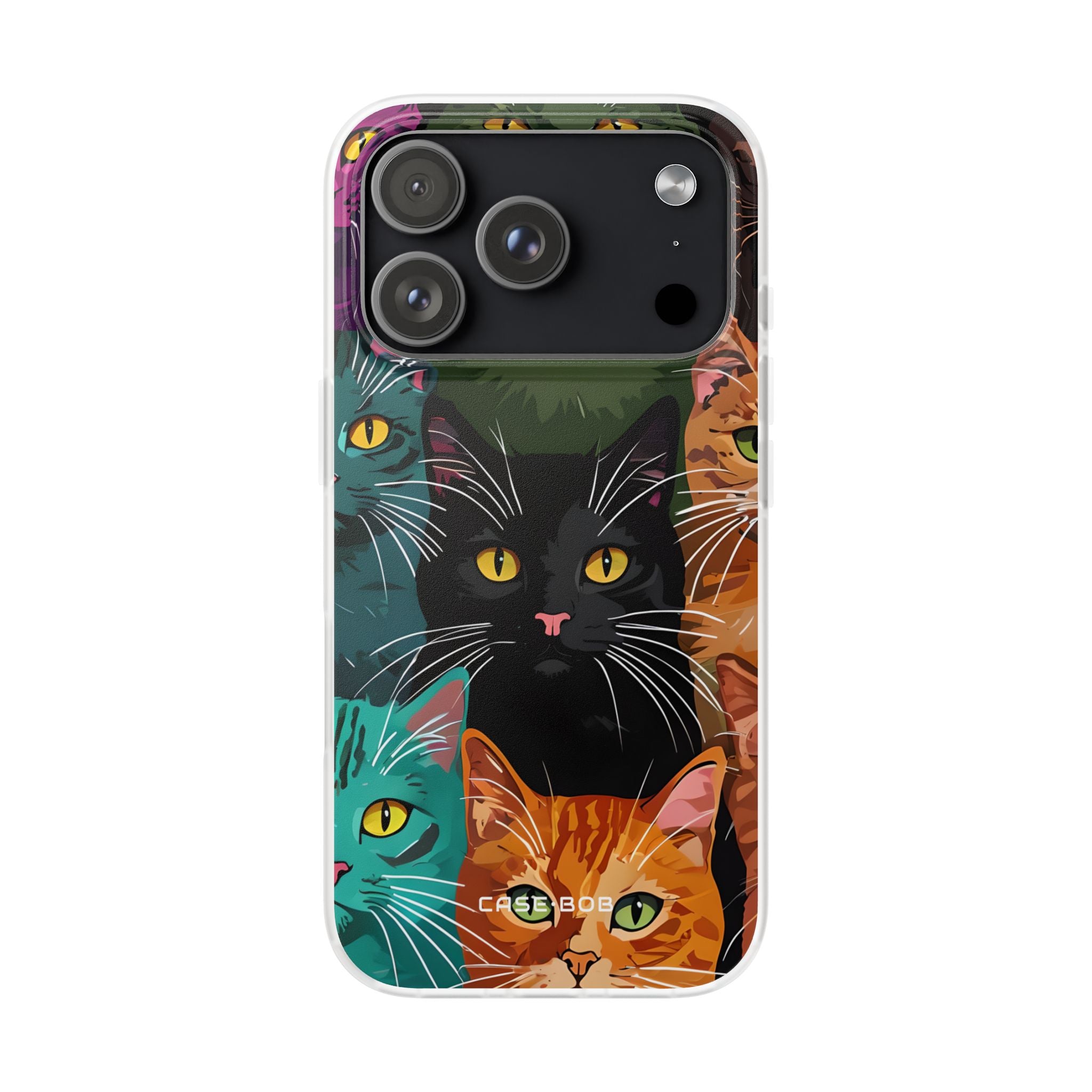 Teal Cat Grid iPhone 17 Pro Case - Soft