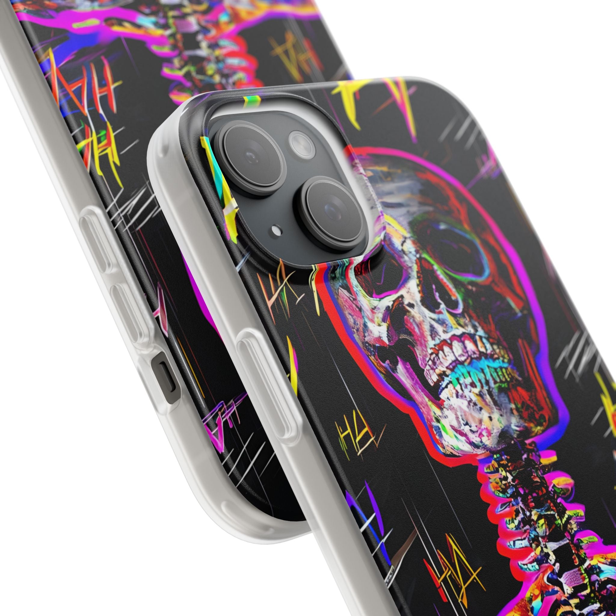 Neon Skeleton Laugh iPhone 15 Plus Case - Soft