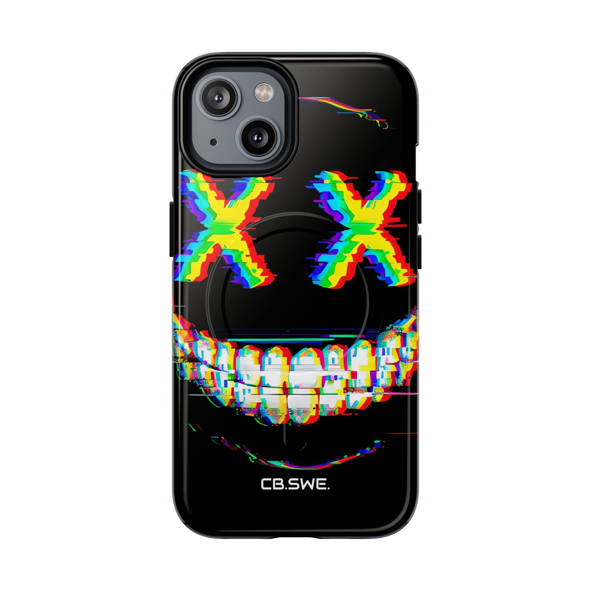 Sinister Glitch Art Smiley Face Digital Phone iPhone 14 - Tough+