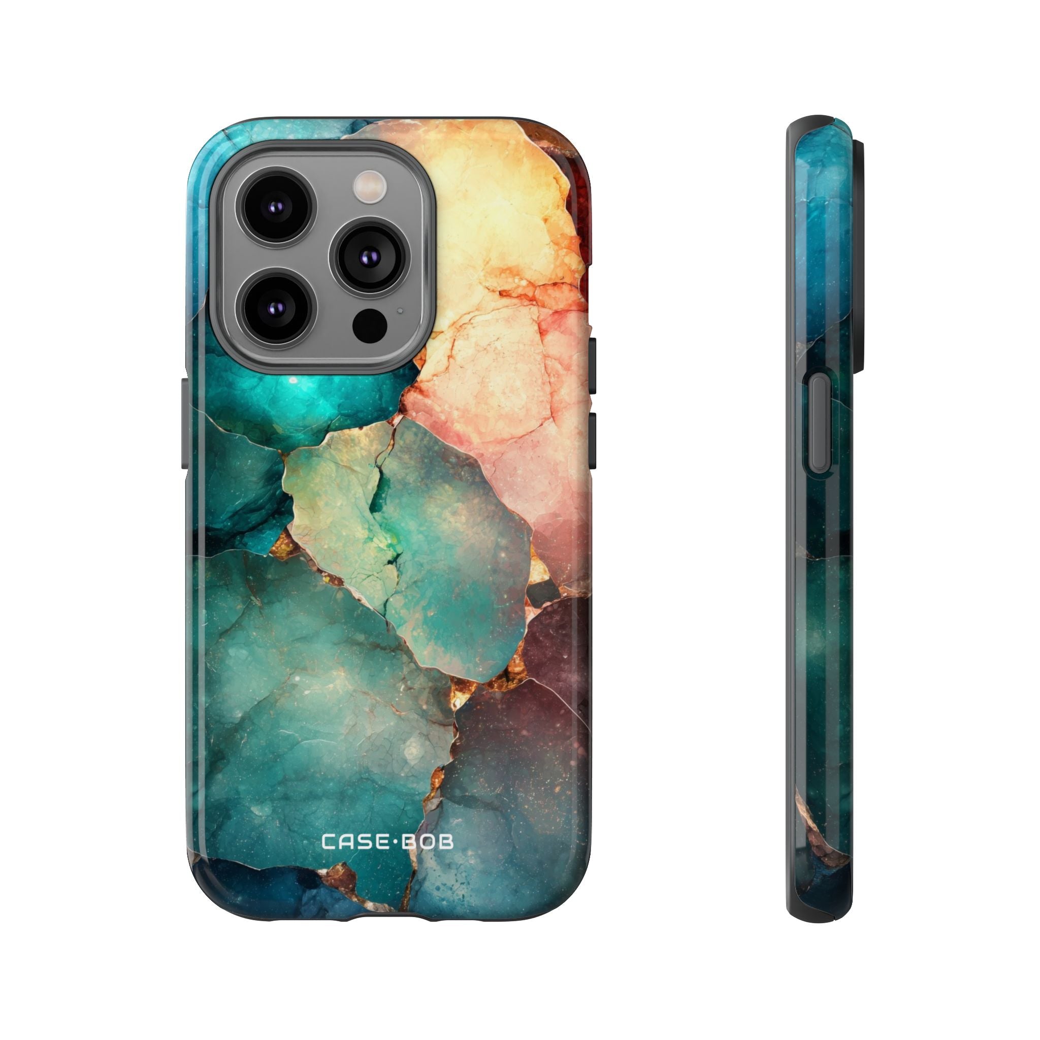 Teal Mosaic Veins iPhone 14 Pro Case - Tough