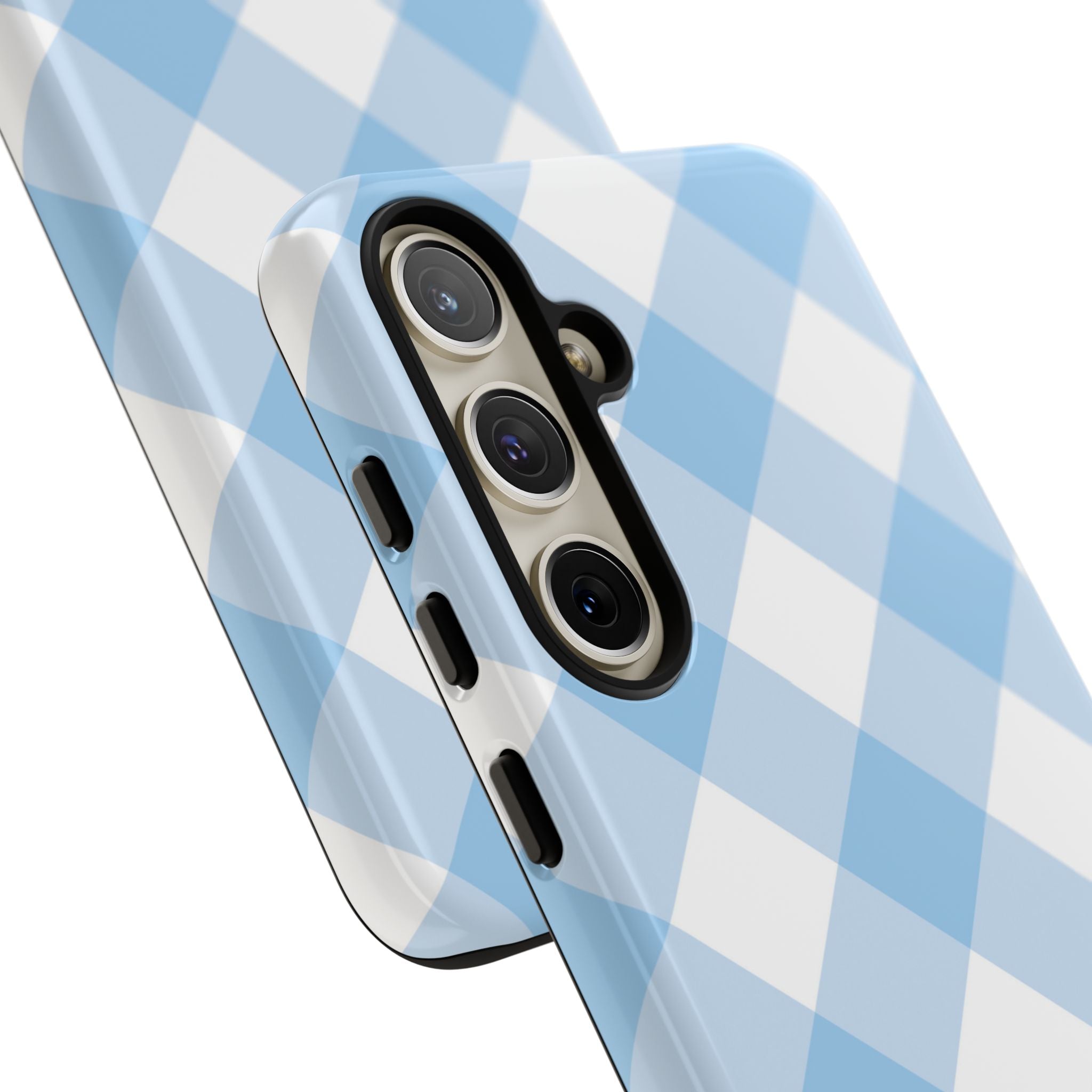 Soft Blue Gingham Elegance - Samsung Case