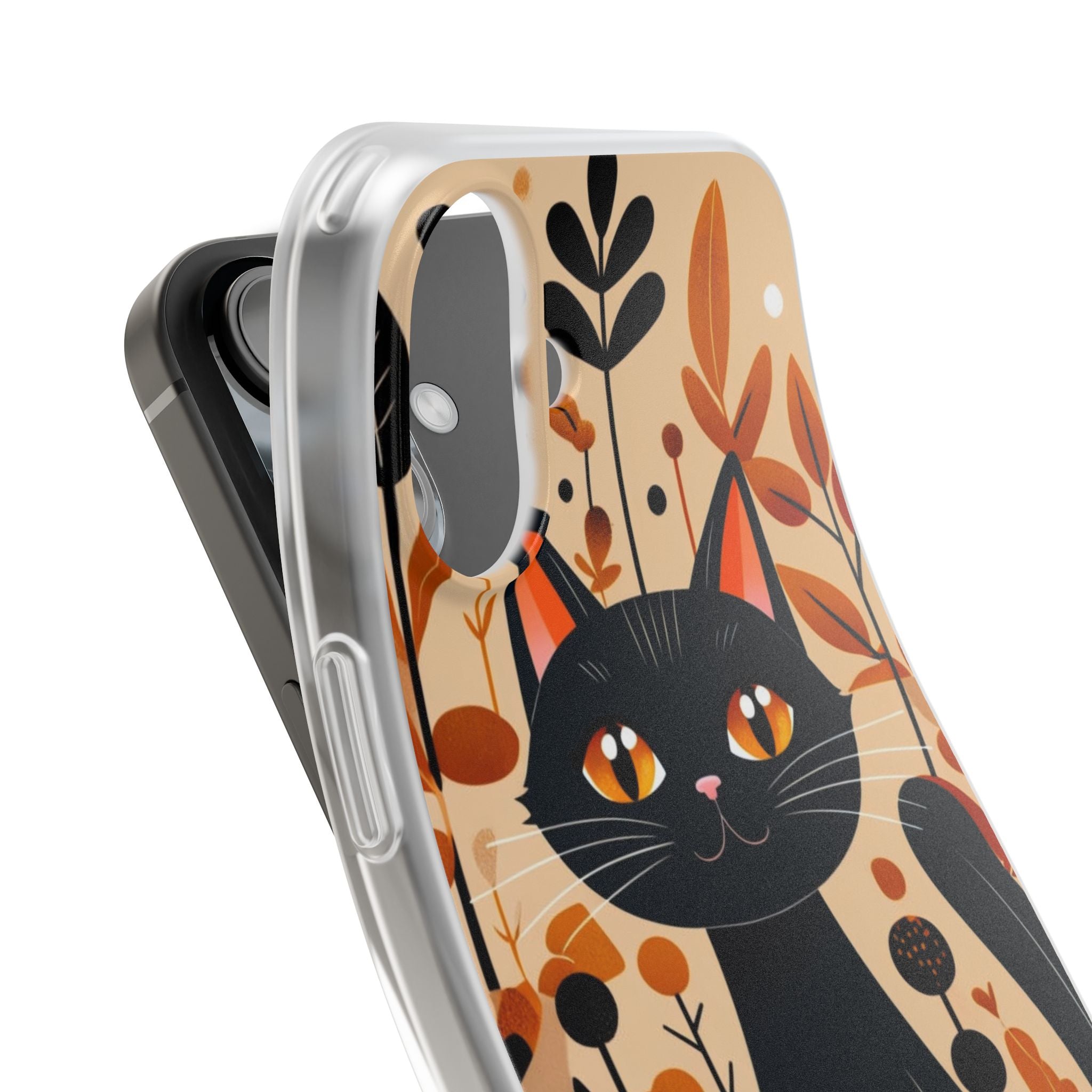 Black Cat Glow iPhone 16 Plus Case - Soft