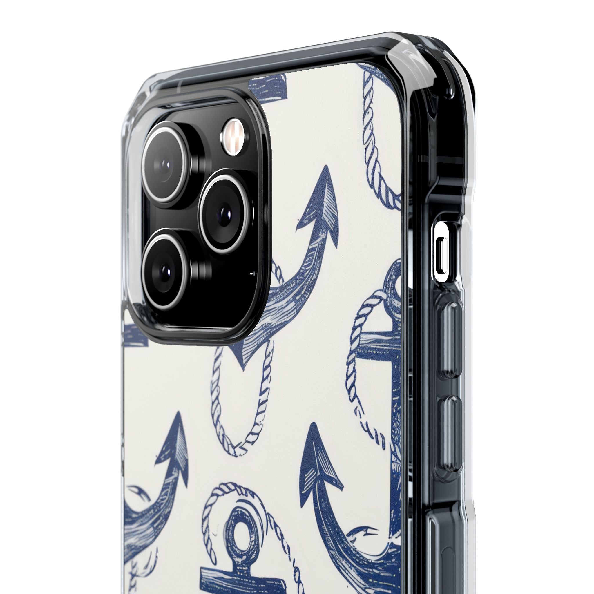 Navy Anchor Tapestry iPhone 14 - Impact Clear+