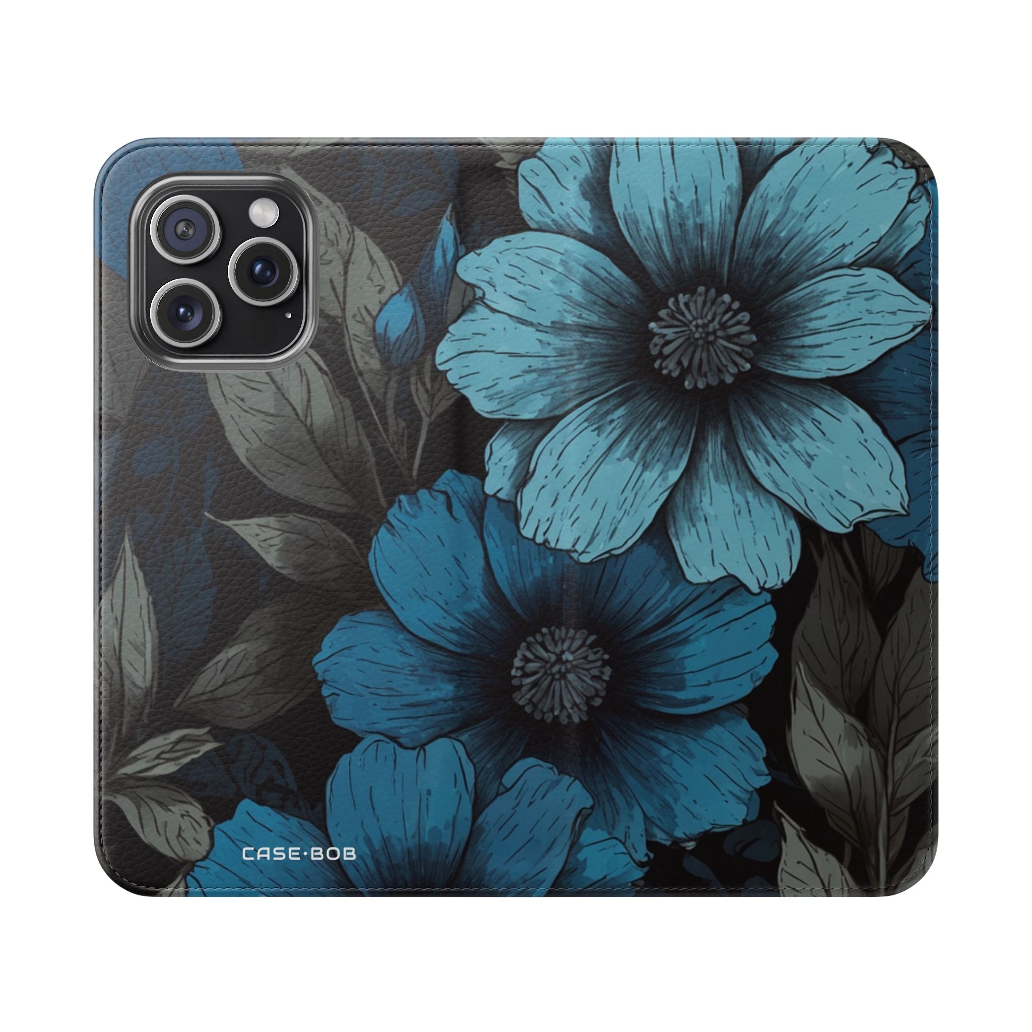 Blue Petal Bloom - iPhone 15 Pro Max Case - Wallet