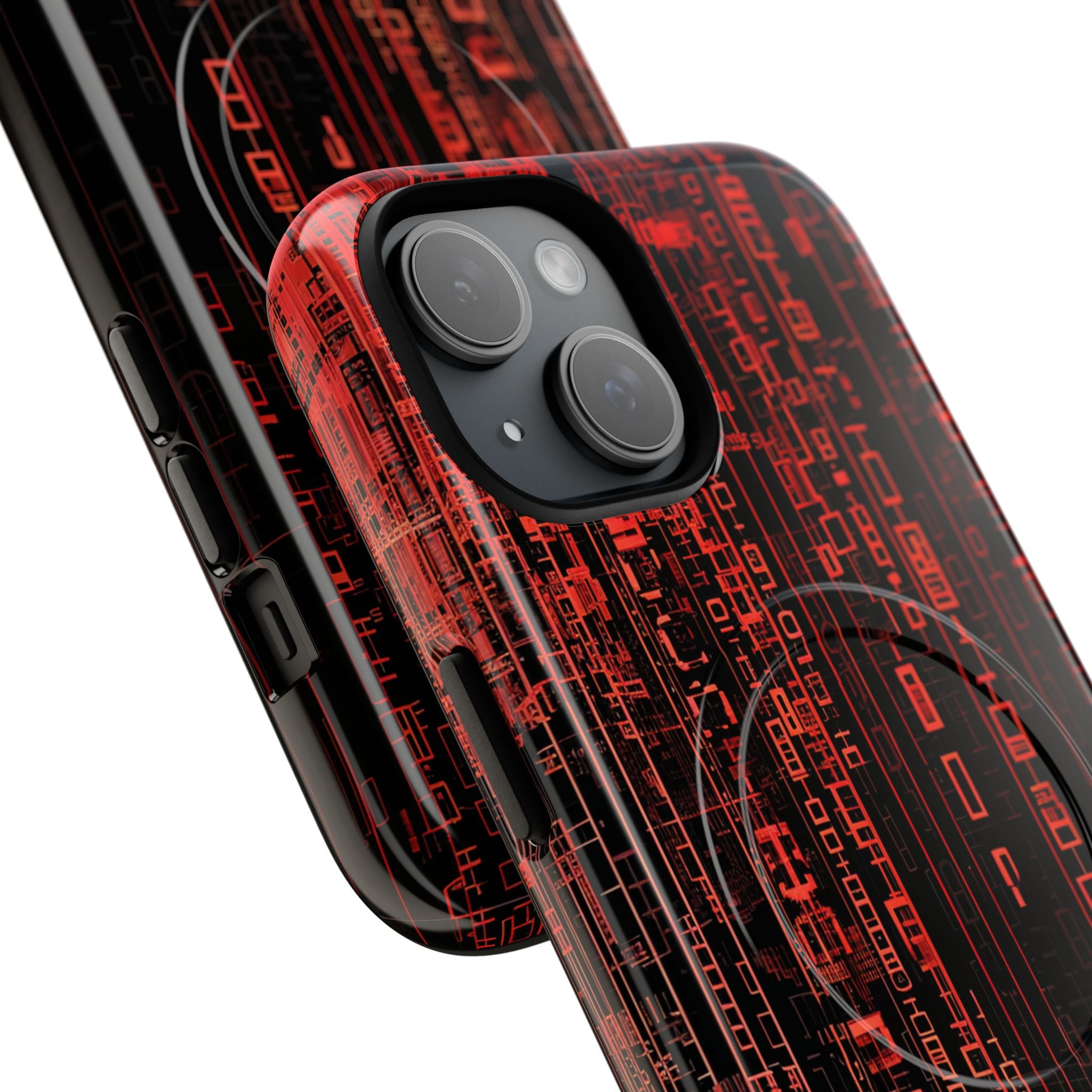 Crimson Glyphs iPhone 15 Case - Tough+