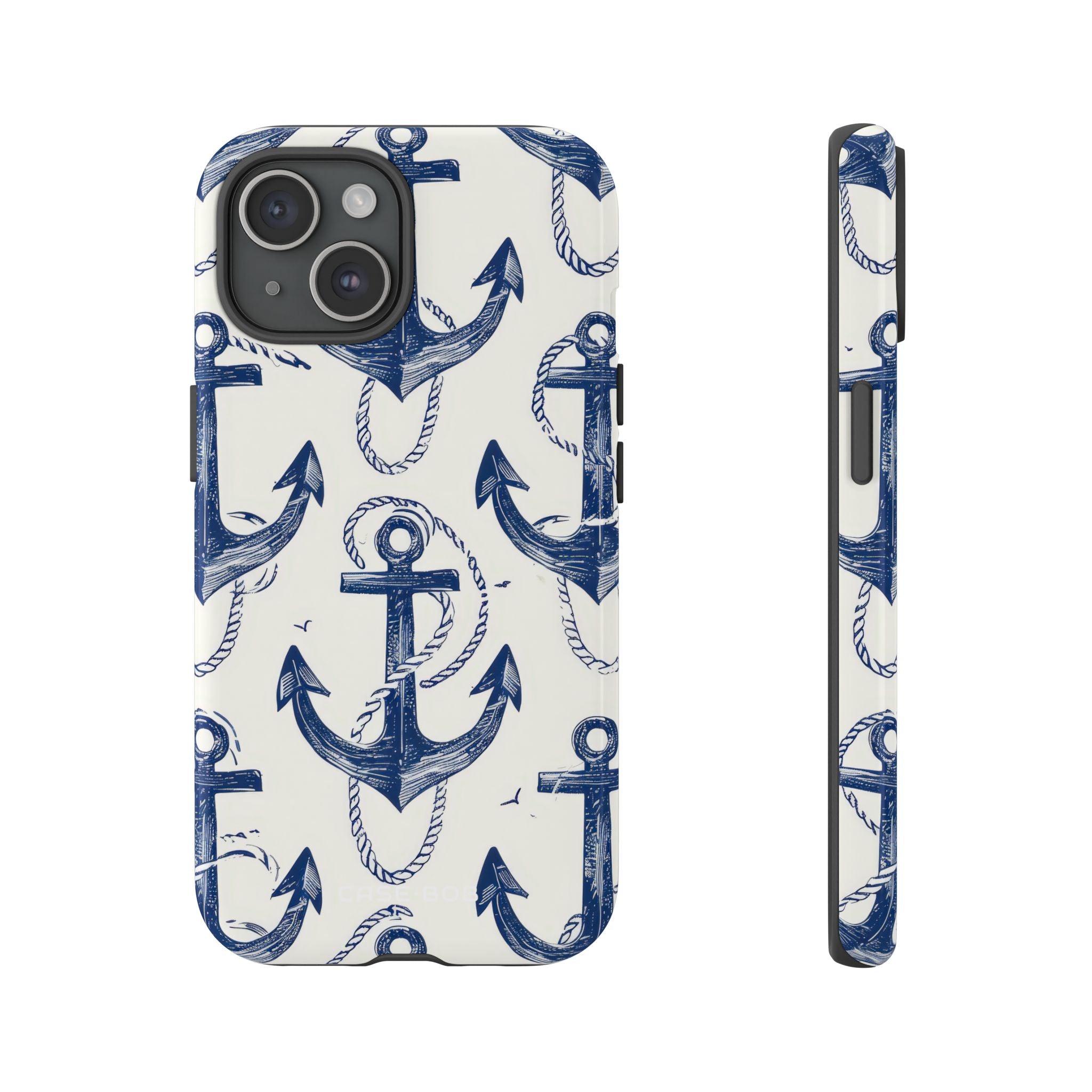 Navy Anchor Loop iPhone 15 Case - Tough