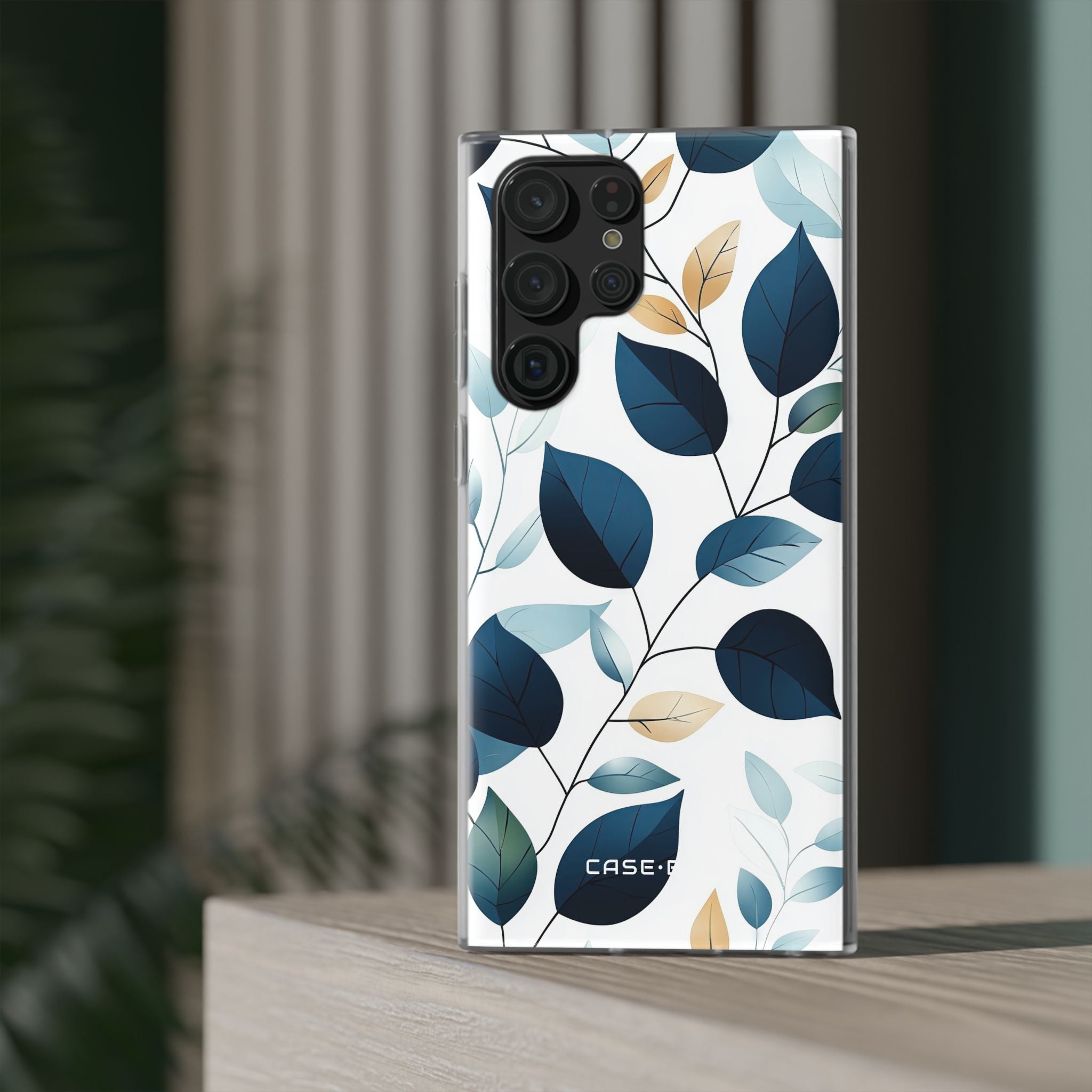 Navy Leaf Veins Samsung S22 Ultra Case - Soft