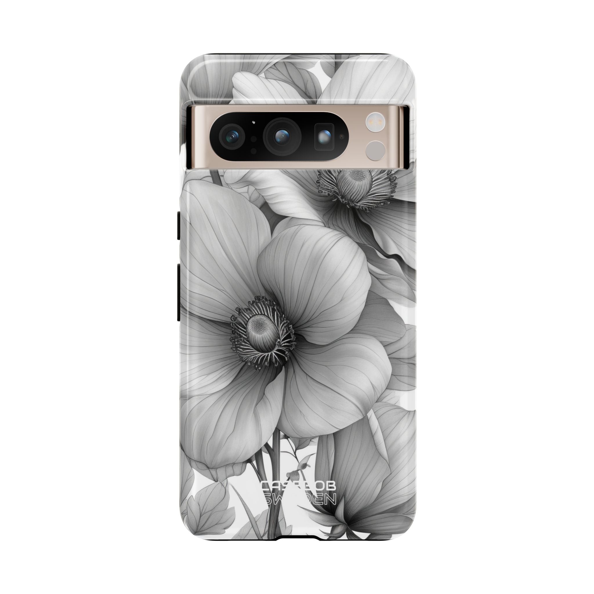 Grayscale Floral Harmony Google Pixel 8 - Tough