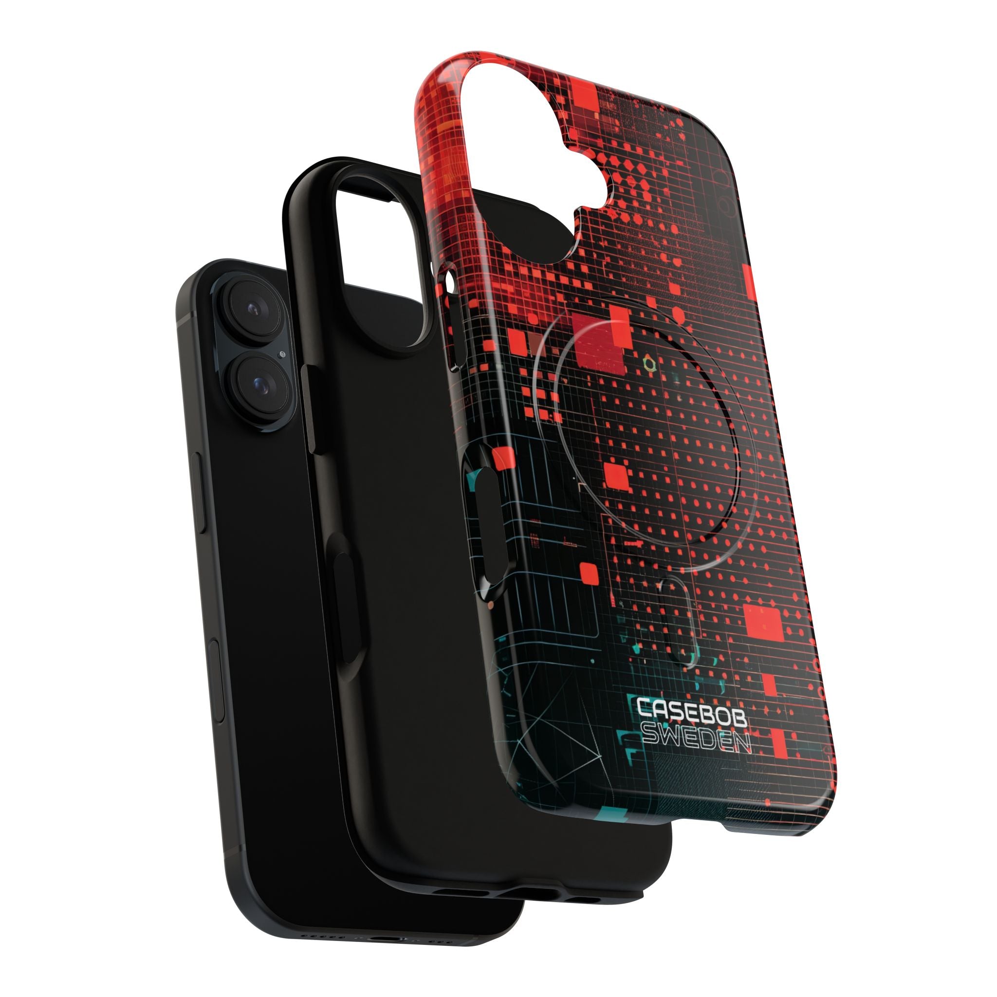 Crimson Circuit Grid iPhone 16 - Tough+