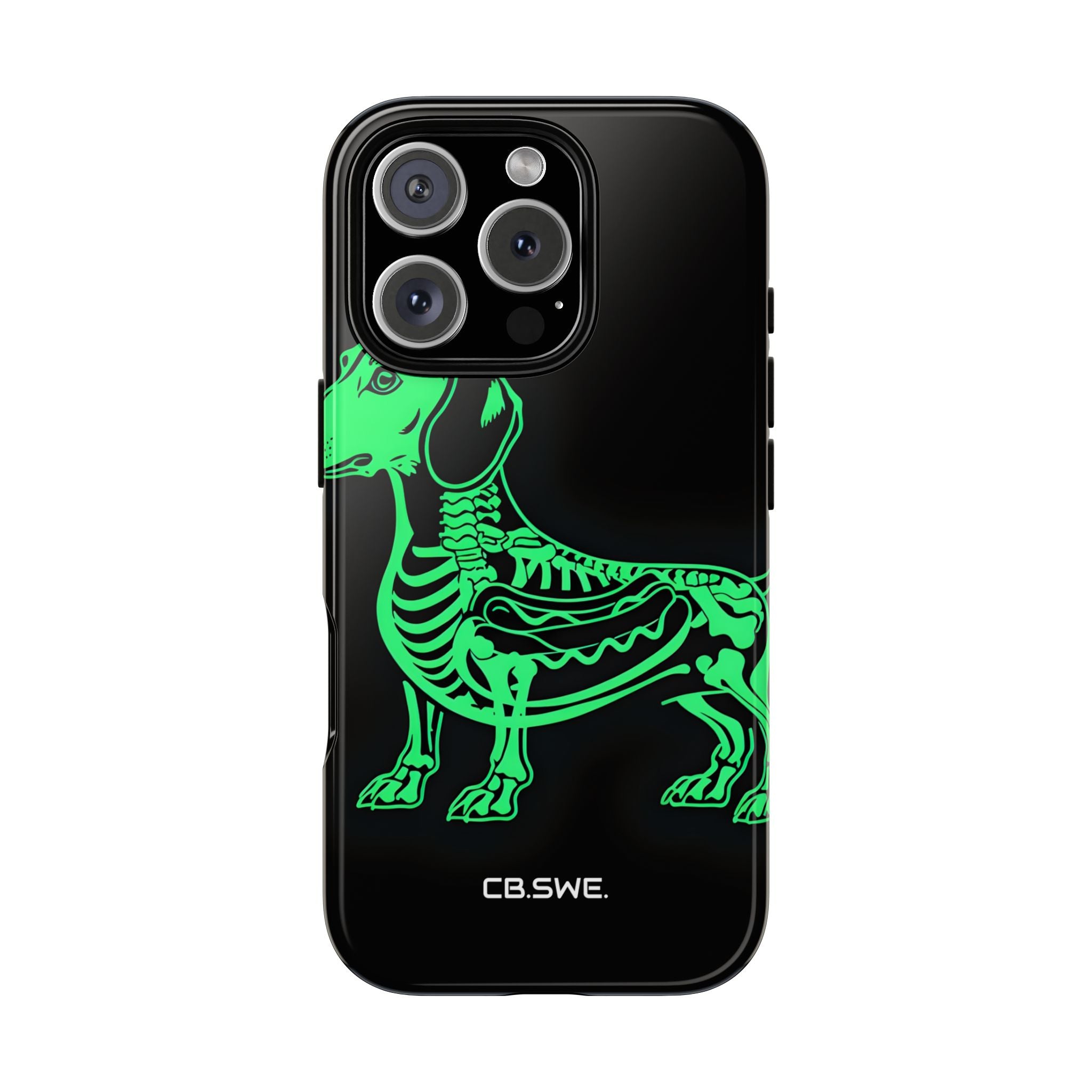 Neongrüne Dackel-Röntgen-Illustration Hotdog-Telefonhülle iPhone 16 - Robust