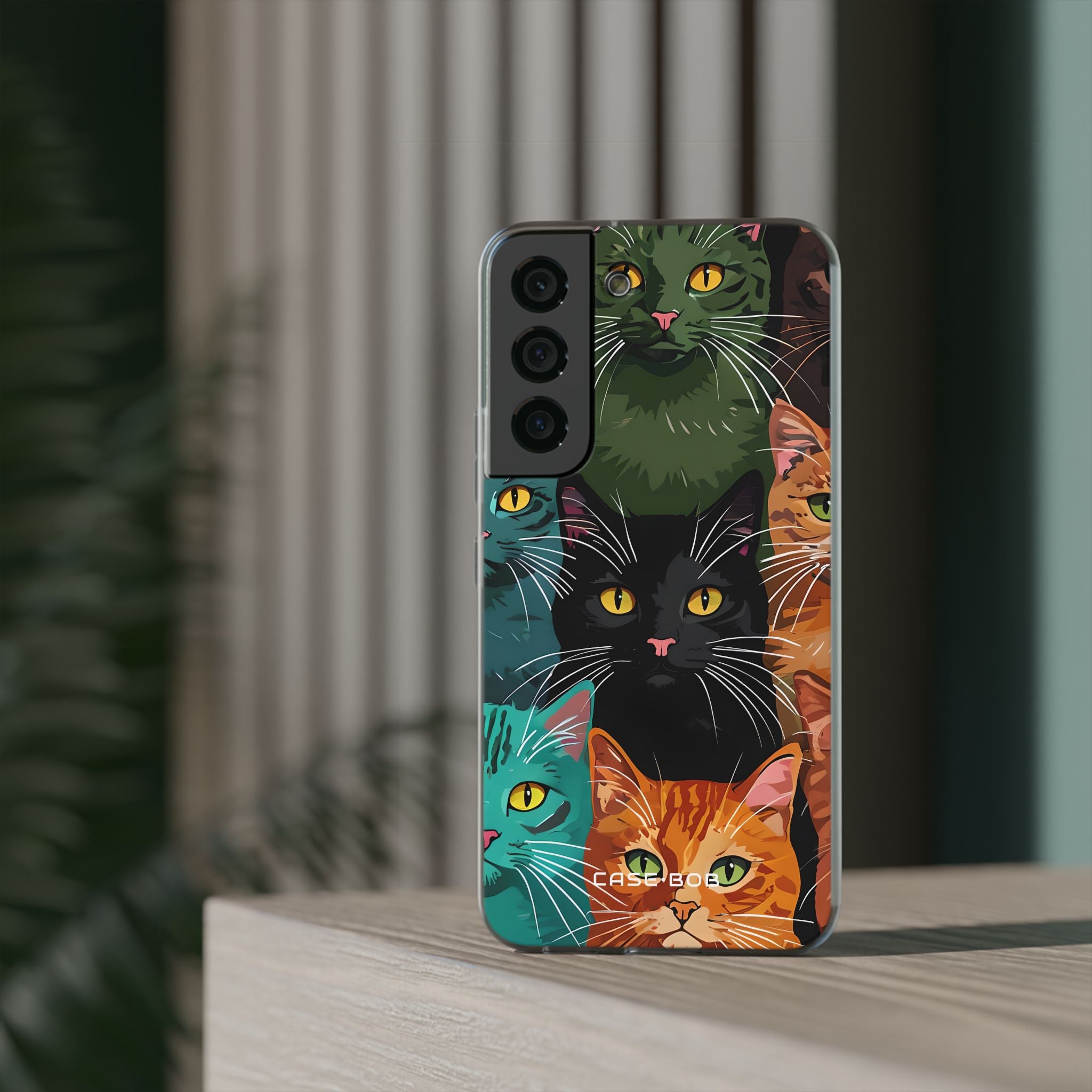 Teal Cat Grid Samsung S22 - Soft