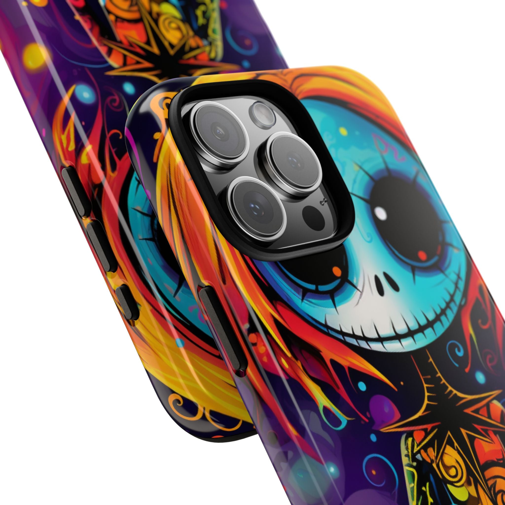 Blue Skull Swirl iPhone 16 Pro Max Case - Tough