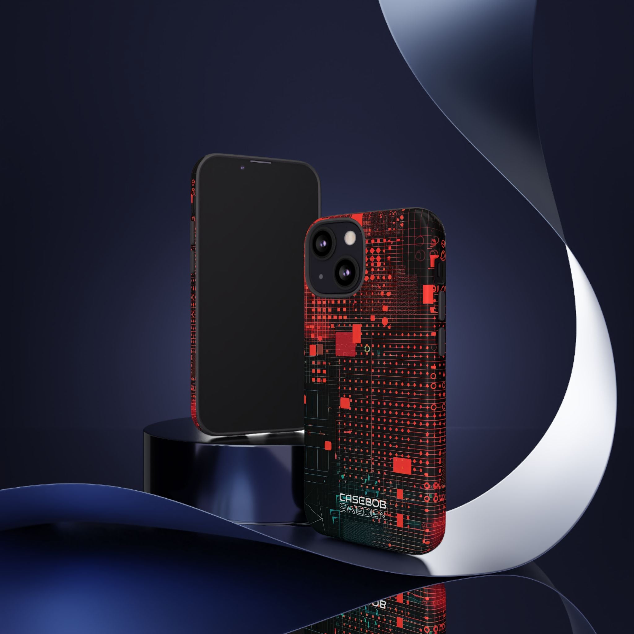 Crimson Circuit Grid iPhone 13 - Tough