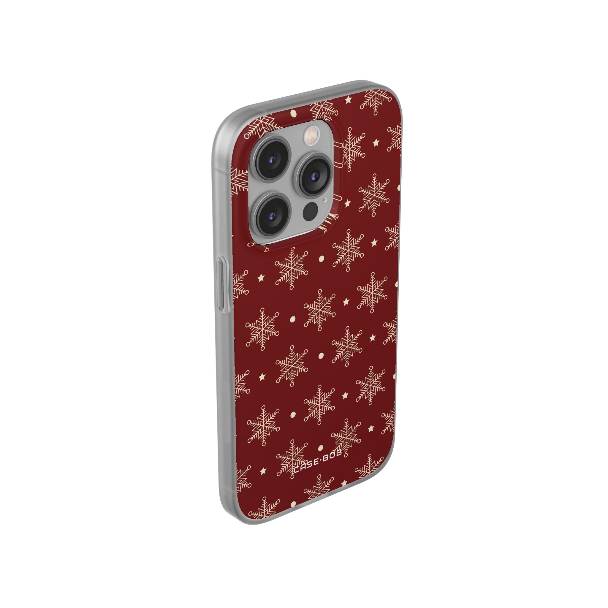Cream Snowflake Crimson iPhone 14 Pro Case - Soft