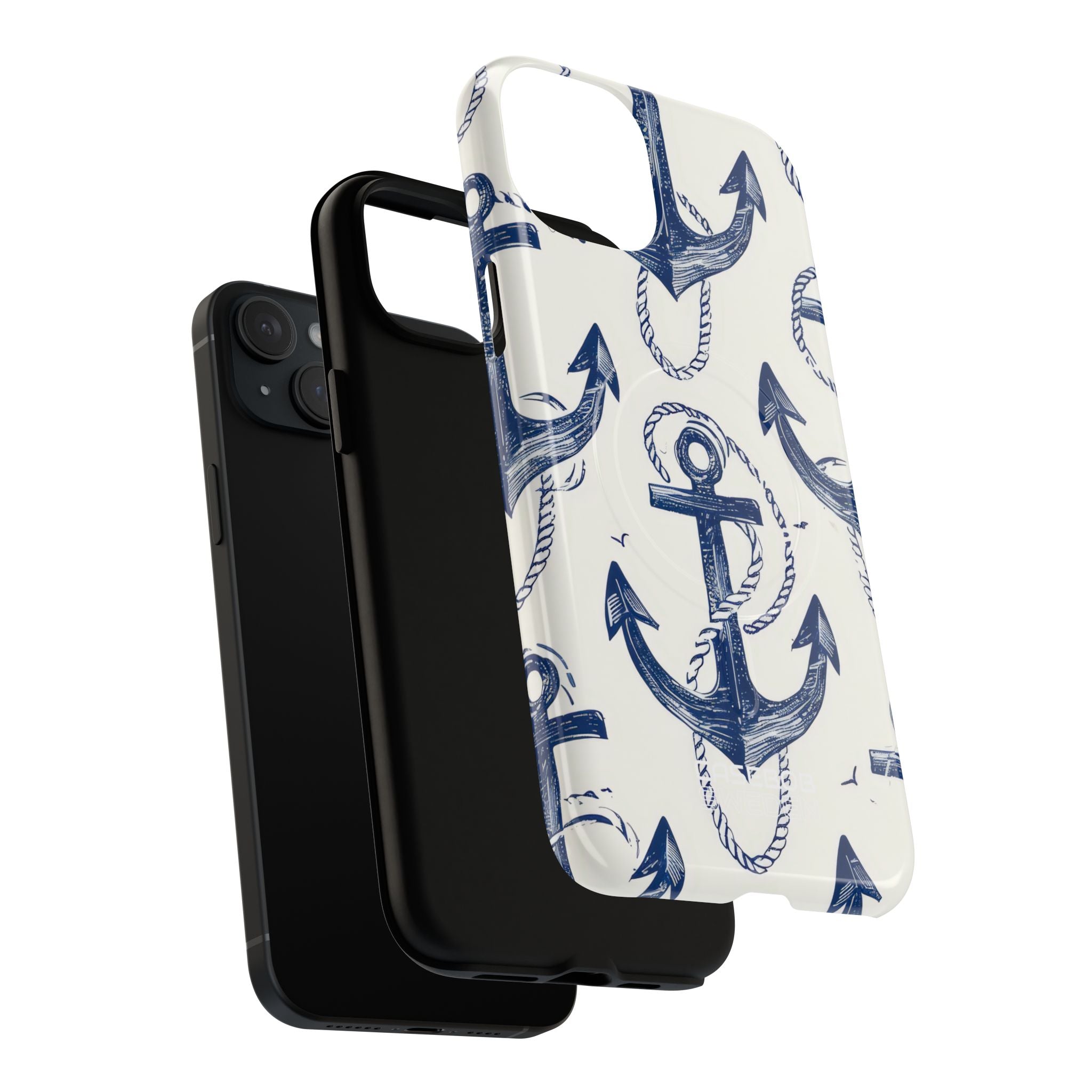 Navy Anchor Tapestry iPhone 15 - Tough+