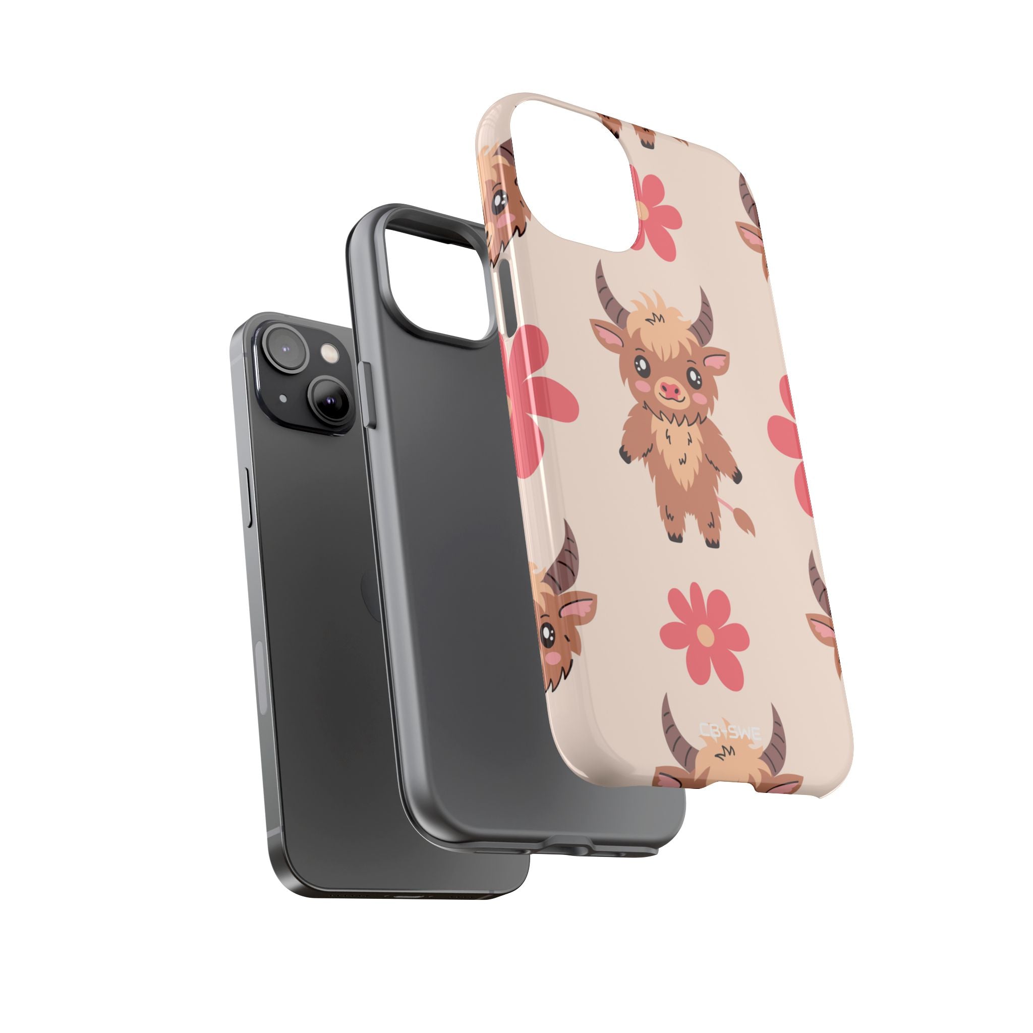 Cute Cattle & Flowers - iPhone Case