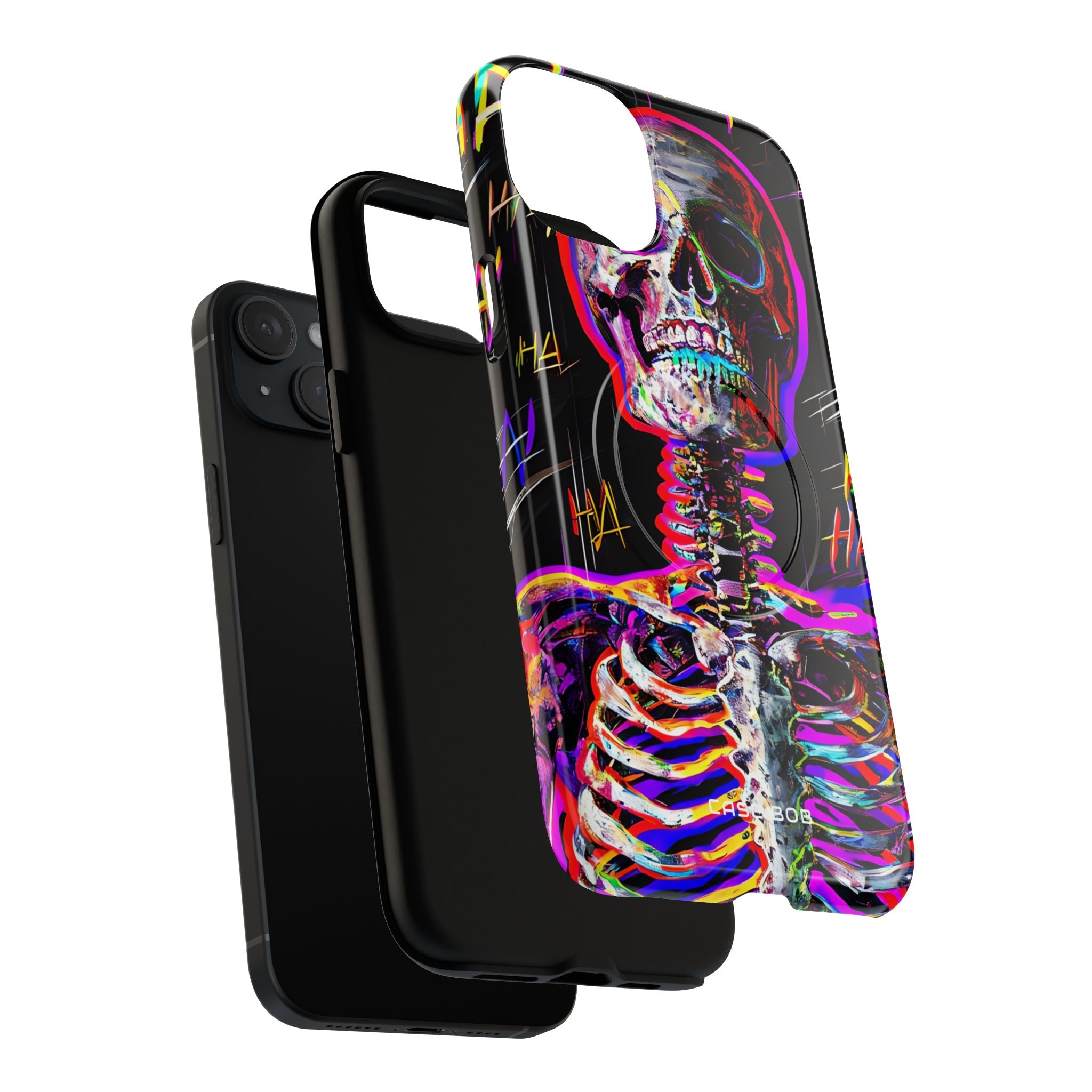Neon Skeleton Laugh iPhone 15 Plus Case - Tough+
