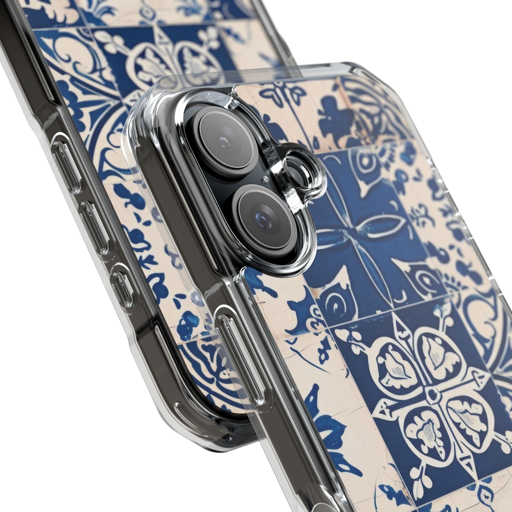 Ornate Blue Tiles iPhone 16 - Impact Clear+