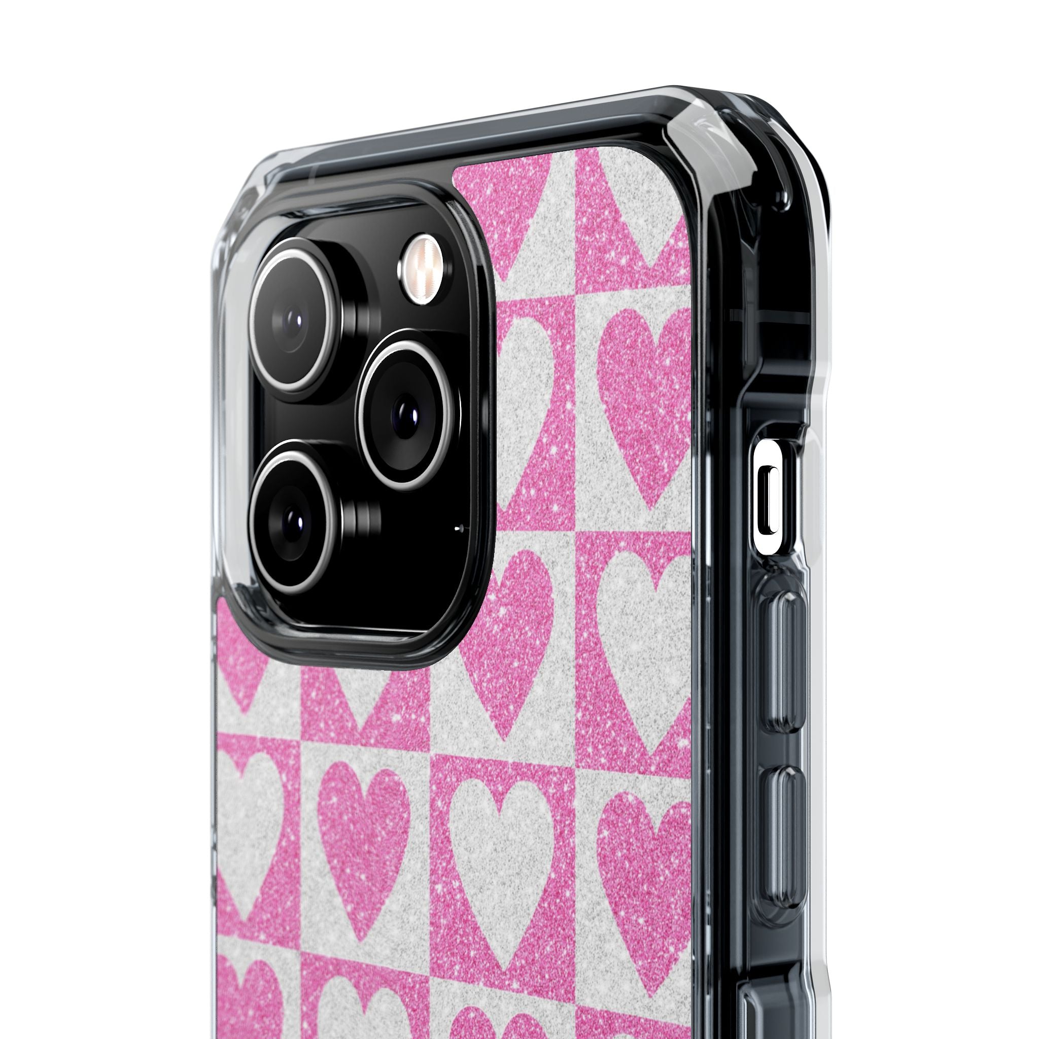 Glitter Heart Grid iPhone 14 Pro Case - Impact