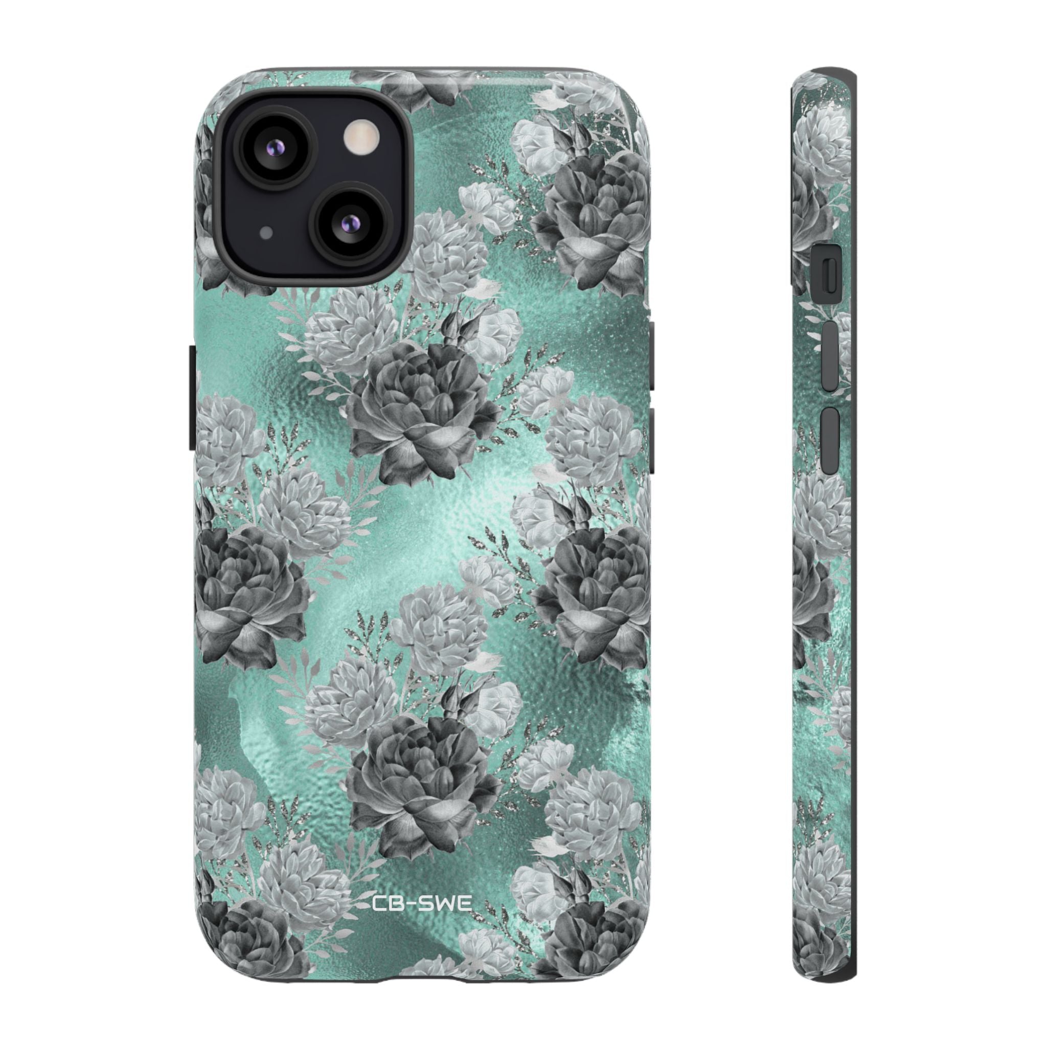 Teal Floral Elegance - iPhone Case