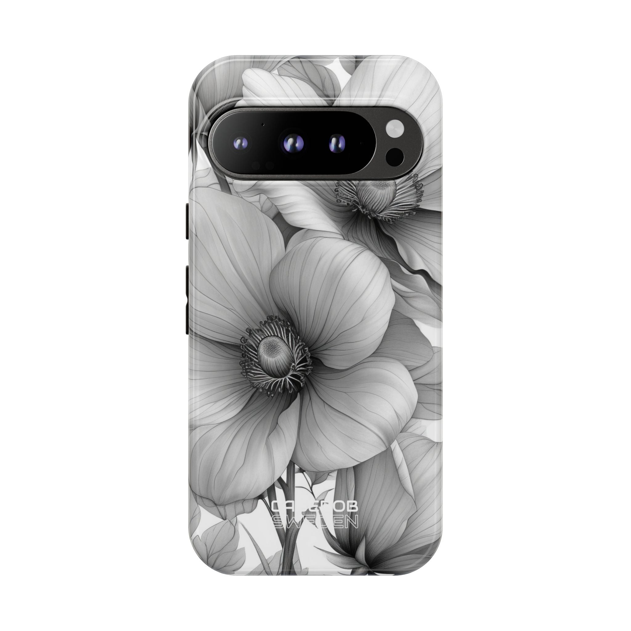 Grayscale Floral Harmony Google Pixel 9 - Tough