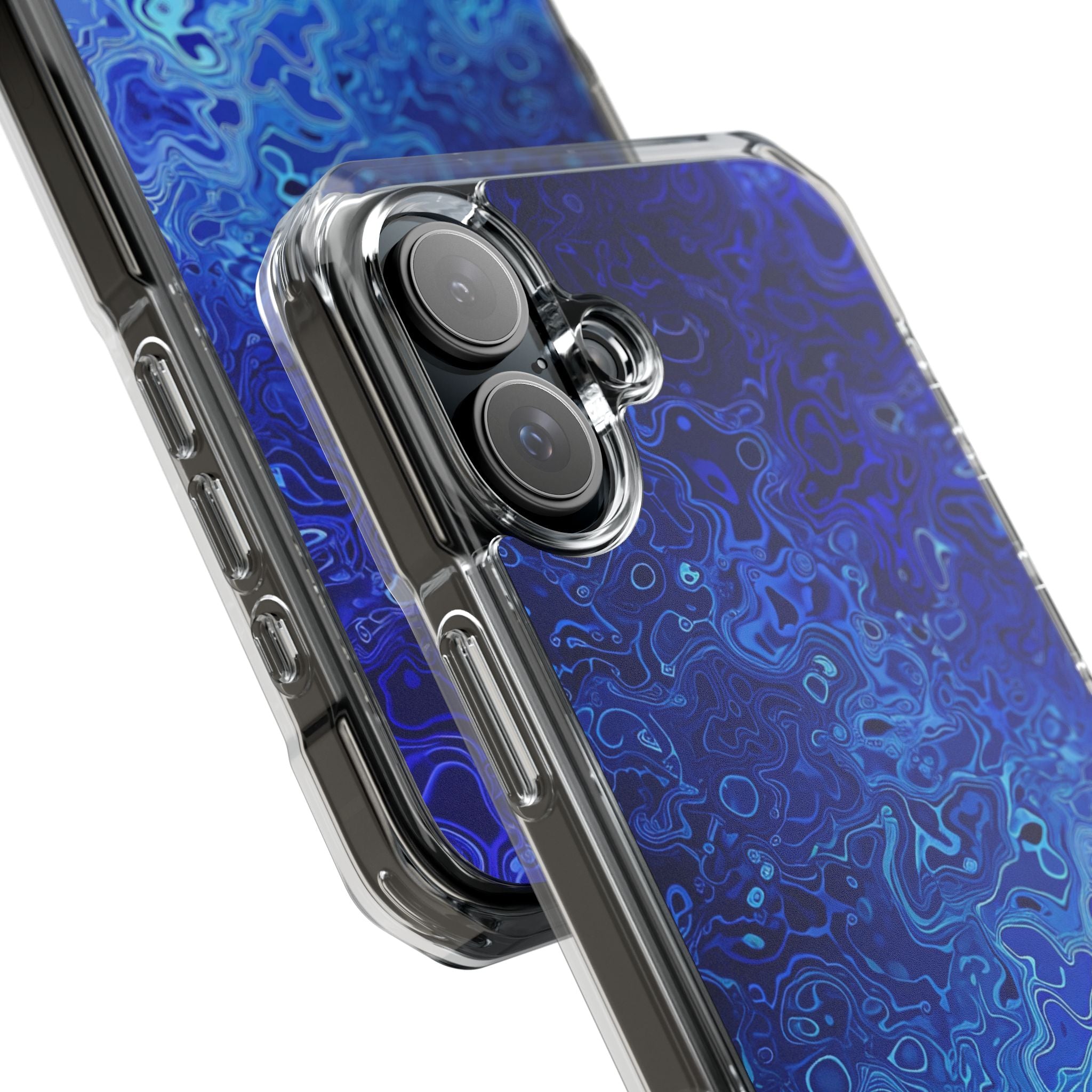 Swirling Blue Currents iPhone 16 - Impact Clear+