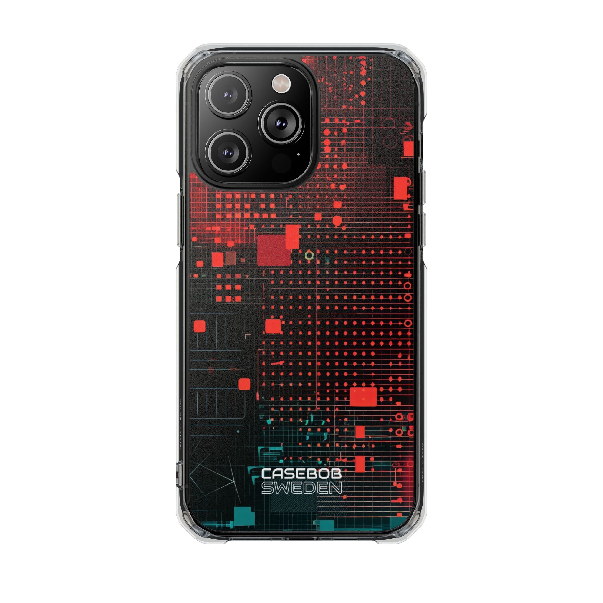 Crimson Circuit Grid iPhone 14 - Impact Clear+