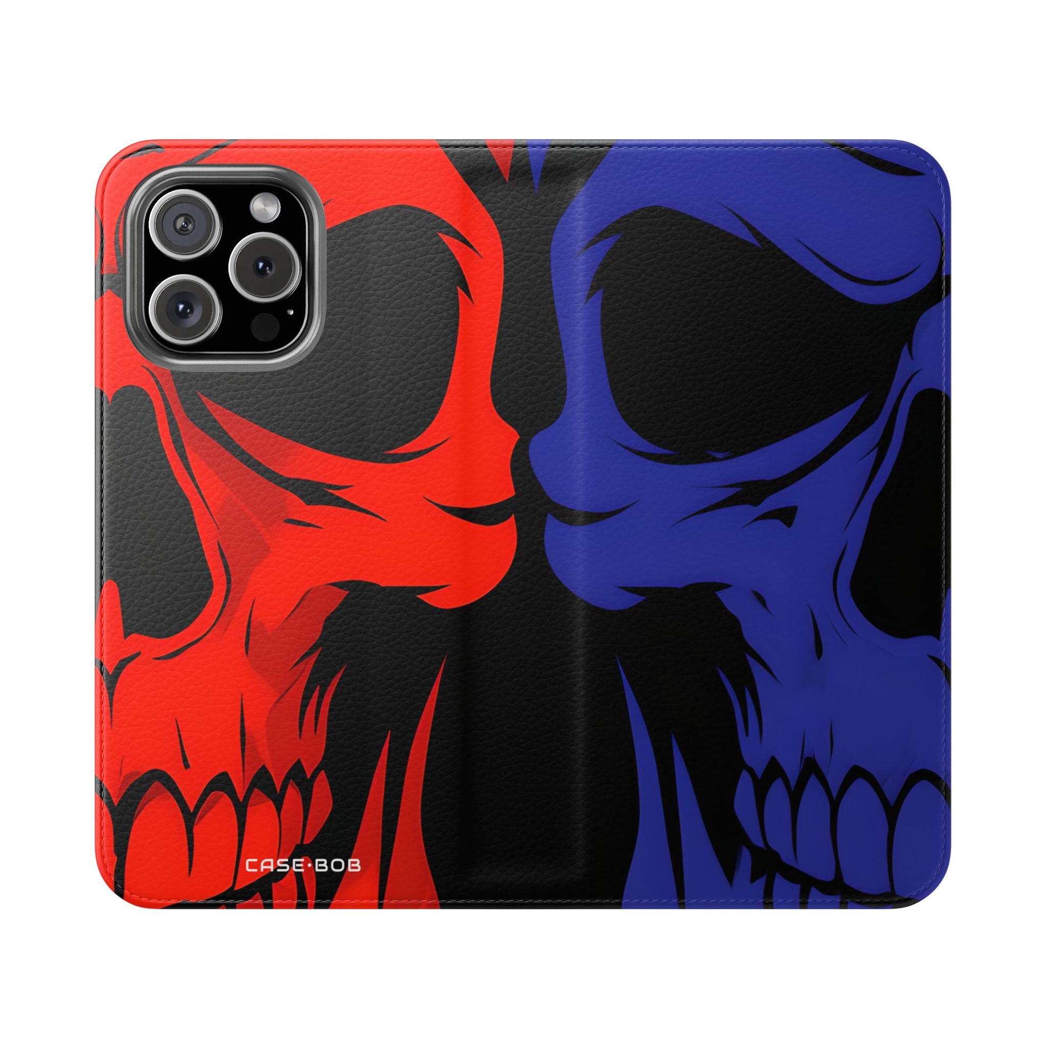 Dual Skulls RedBlue - iPhone 16 Max Case - Wallet