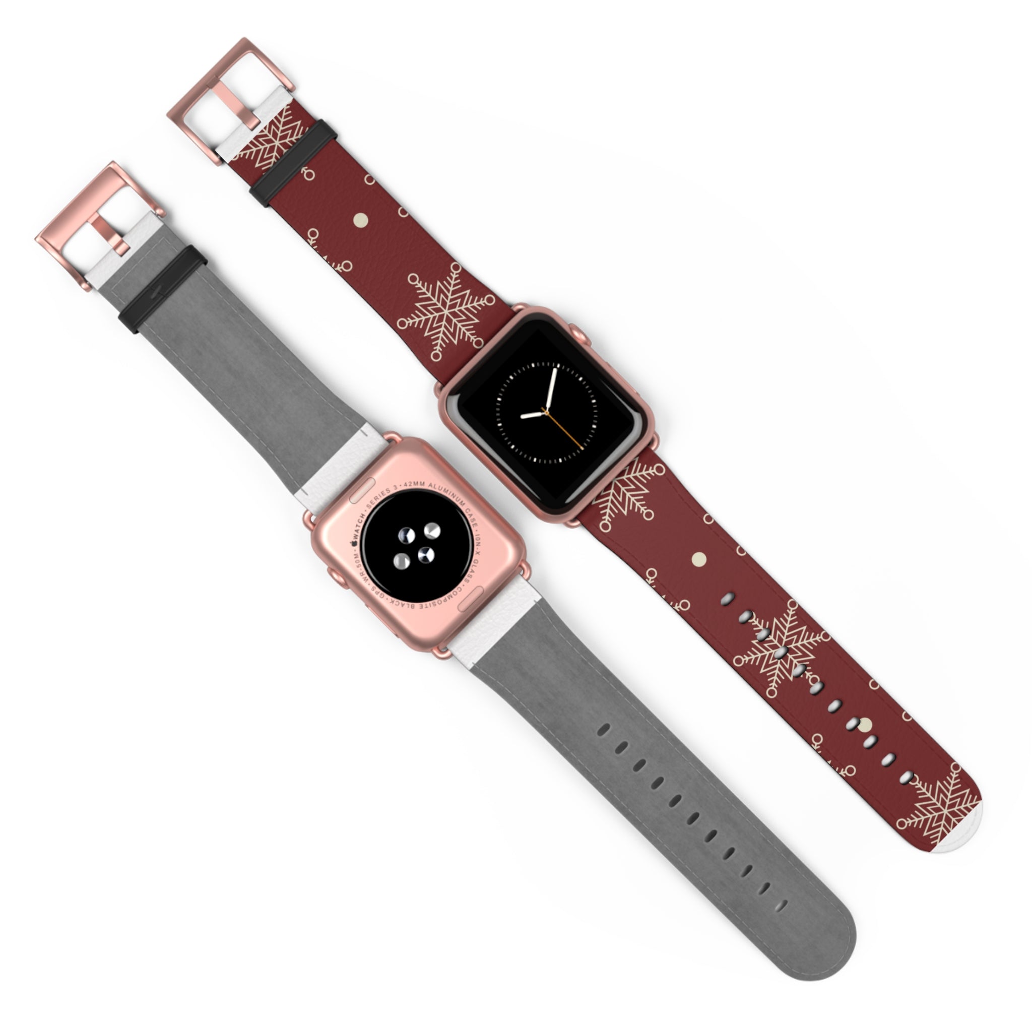 Cream Snowflakes Crimson - Watch Band