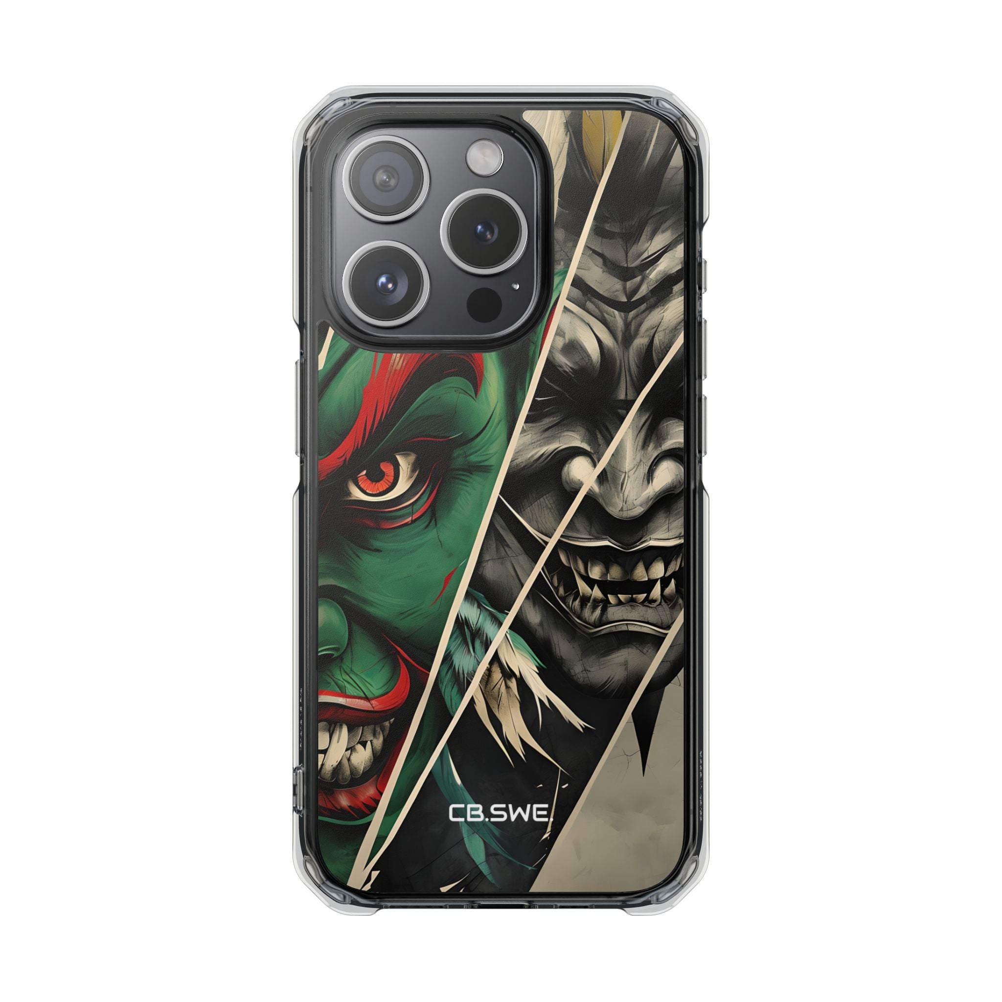 Striking Japanese Mask Art Vivid Colors iPhone 15 - Impact Clear+