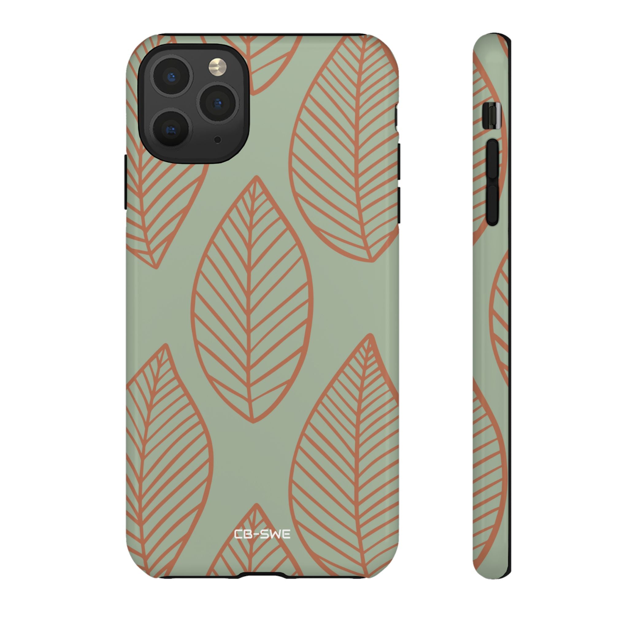 Mint and Orange Leaves - iPhone Case