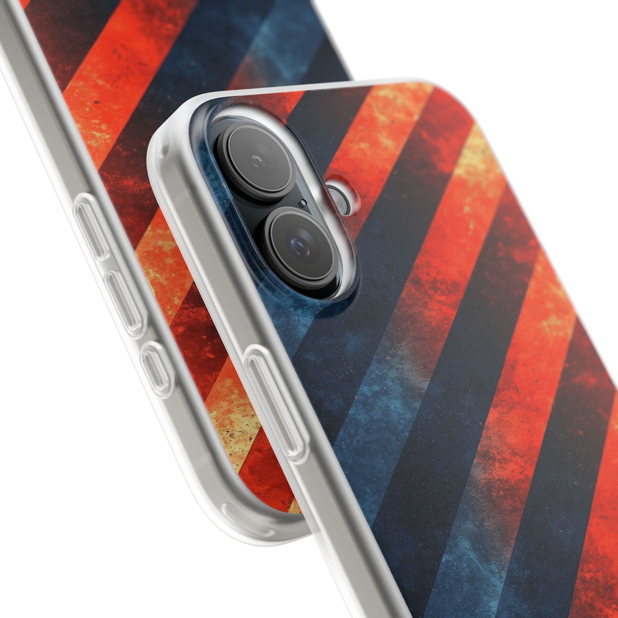 Diagonal Stripes Blaze iPhone 16 Plus Case - Soft