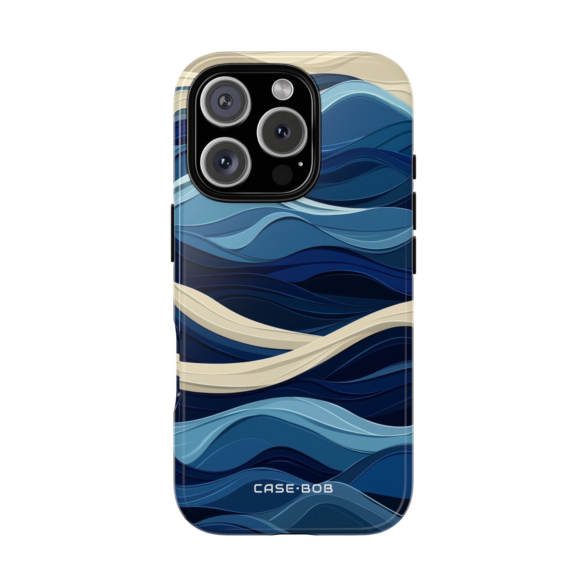 Navy Wave Layers iPhone 16 Pro Case - Tough