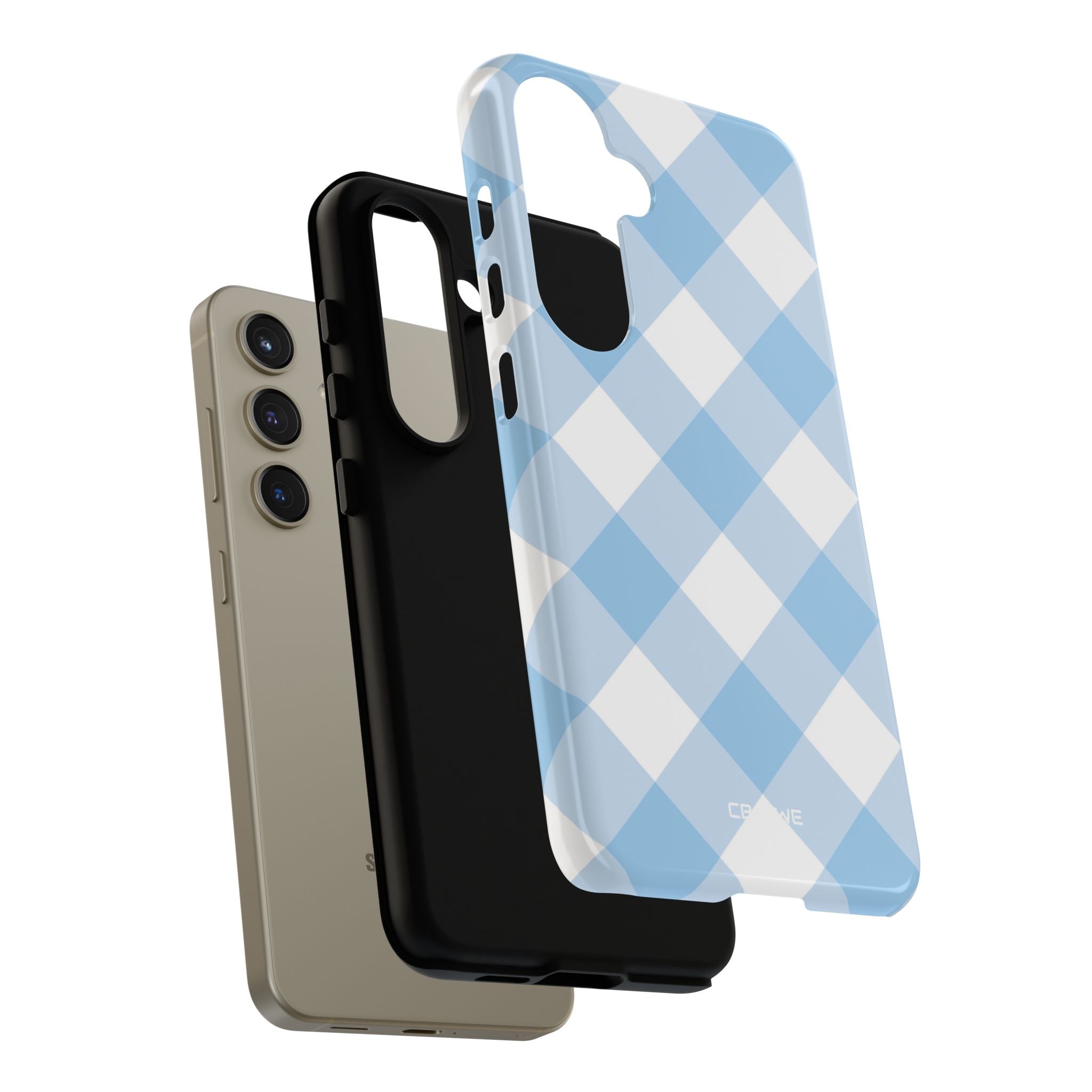 Soft Blue Gingham Elegance - Samsung Case