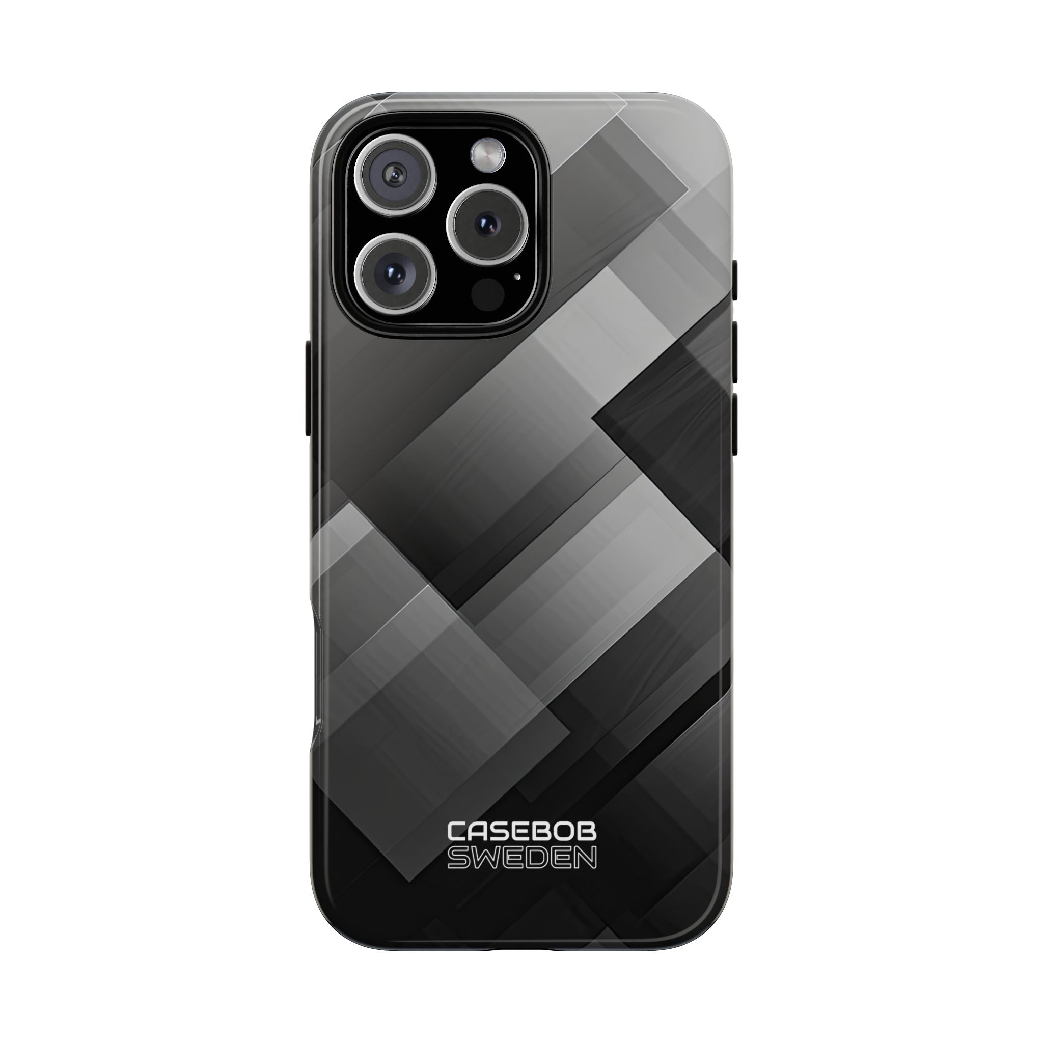 Grayscale Geometric Layers iPhone 16 - Tough