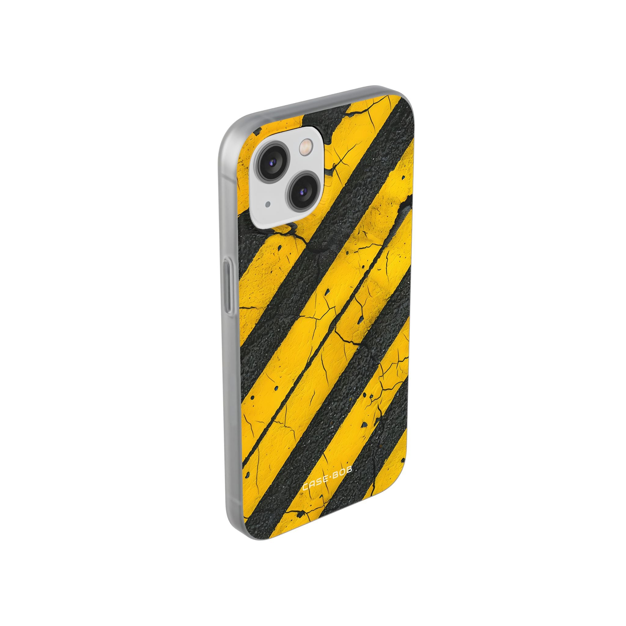 Yellow Stripe Distress iPhone 14 Case - Soft