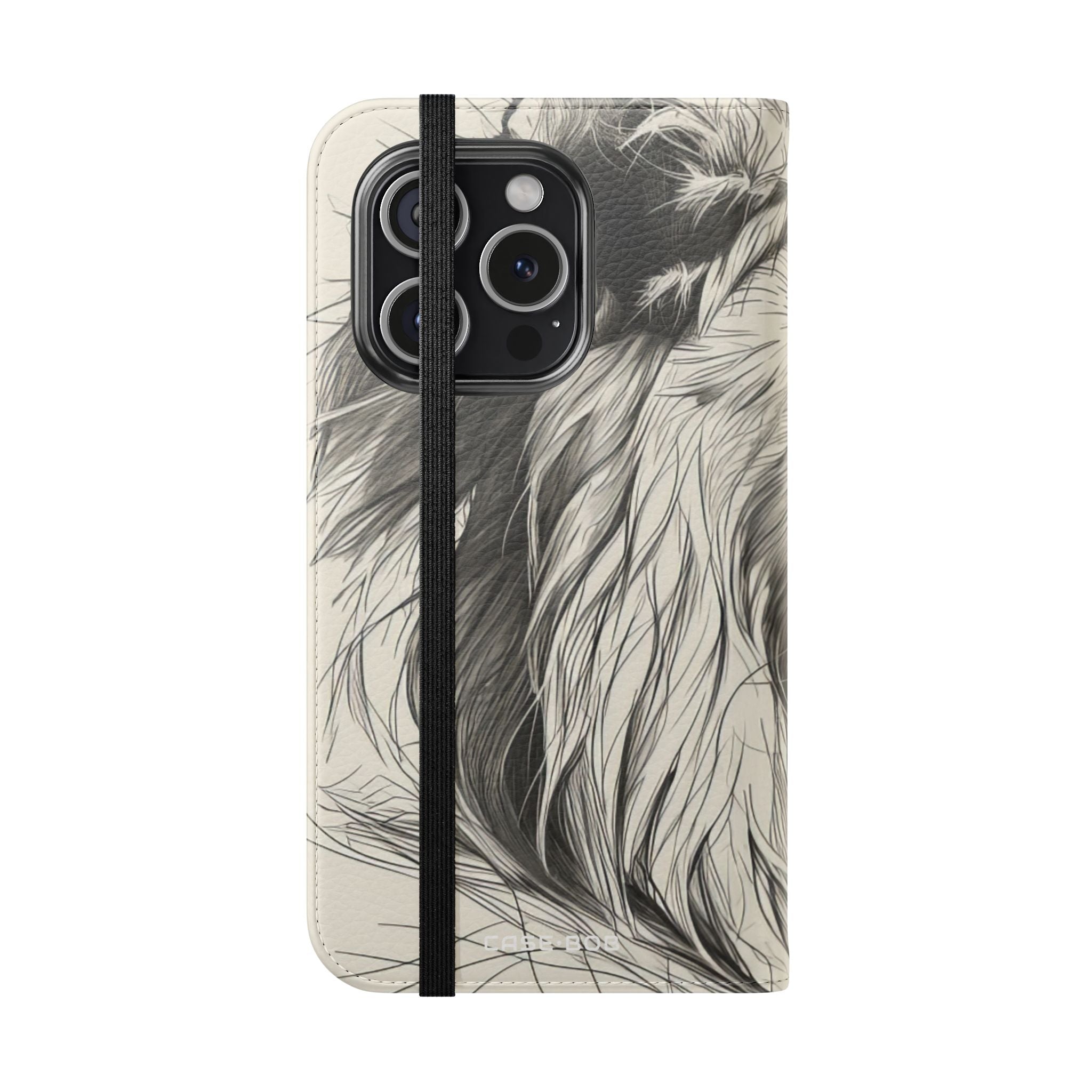 Leijonan kuiskaaja harmaa - iPhone 15 Pro -lompakkokotelo