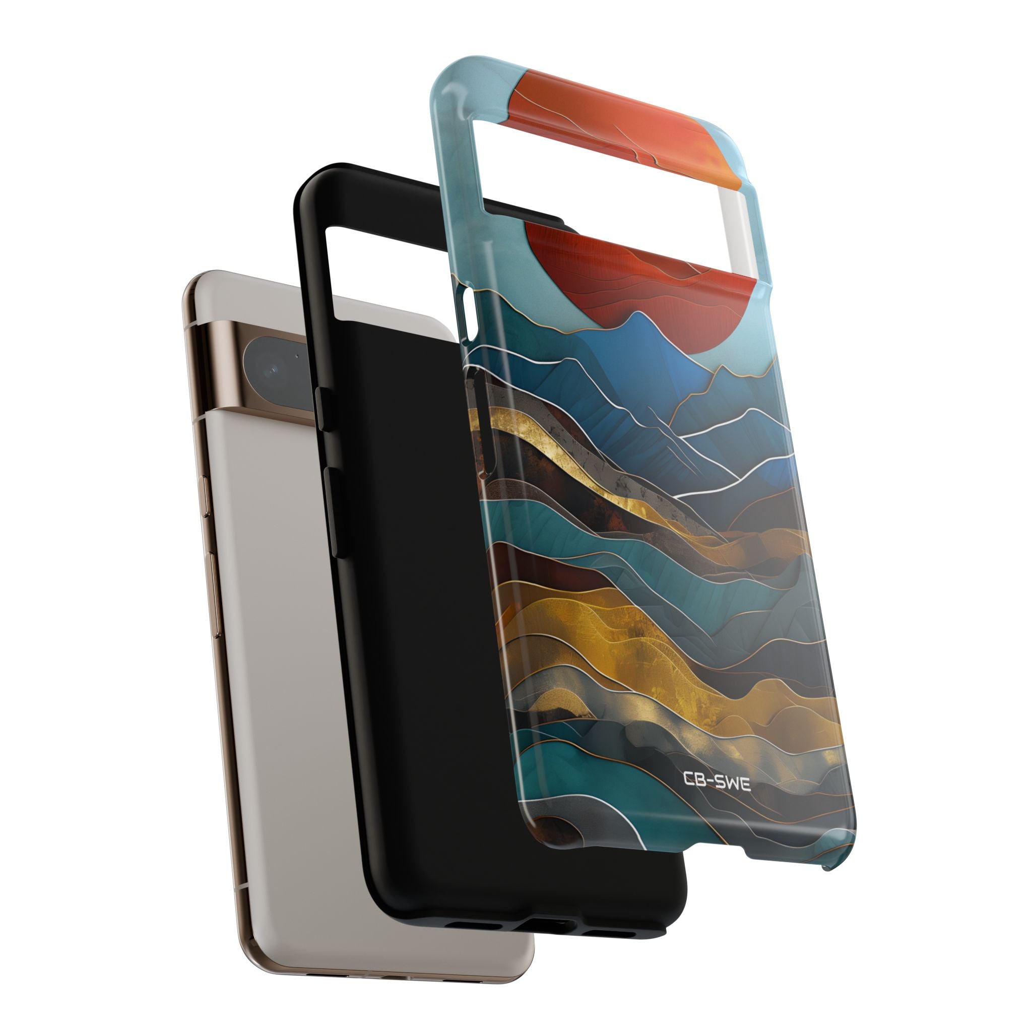 Sunset Geometry Waves - Google Pixel Case
