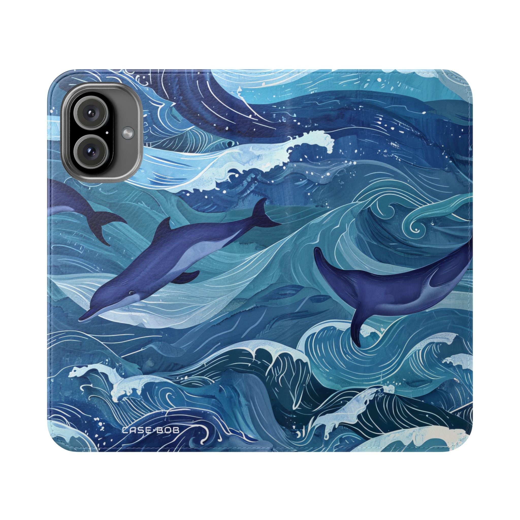 Dolphin Wave Dance - iPhone 16 Plus Case - Wallet